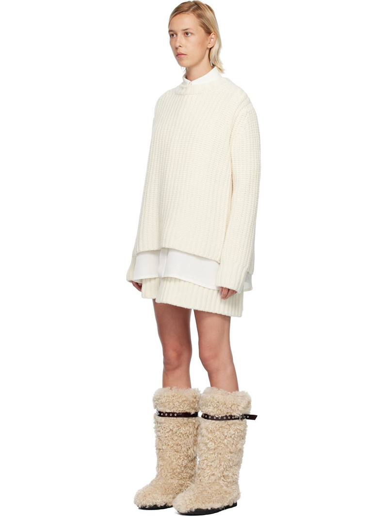 sacai Off-White Double-Faced Silk Cotton & Wool Knit Minidress outlook
