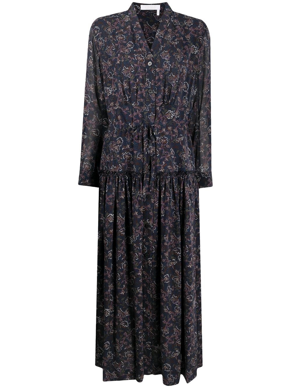 floral-print V-neck shirtdress - 1