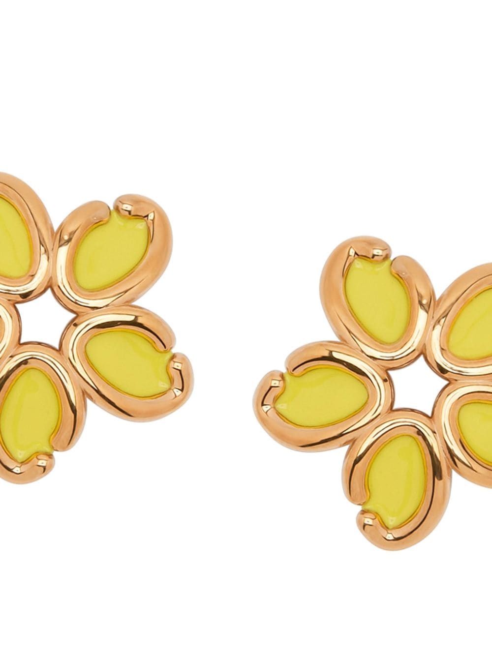 enamel O flower earrings - 2