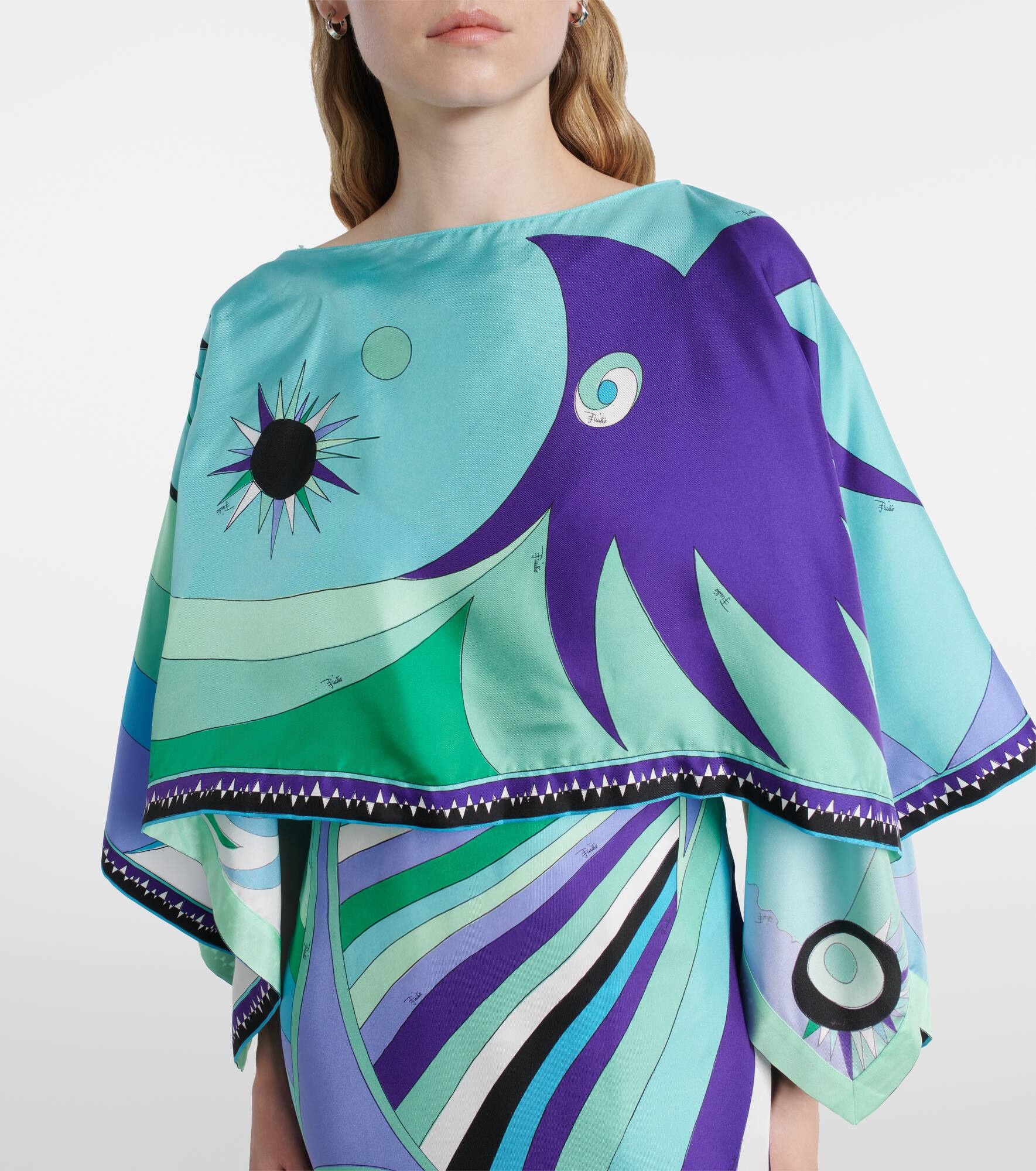 Iride caped silk maxi dress - 4