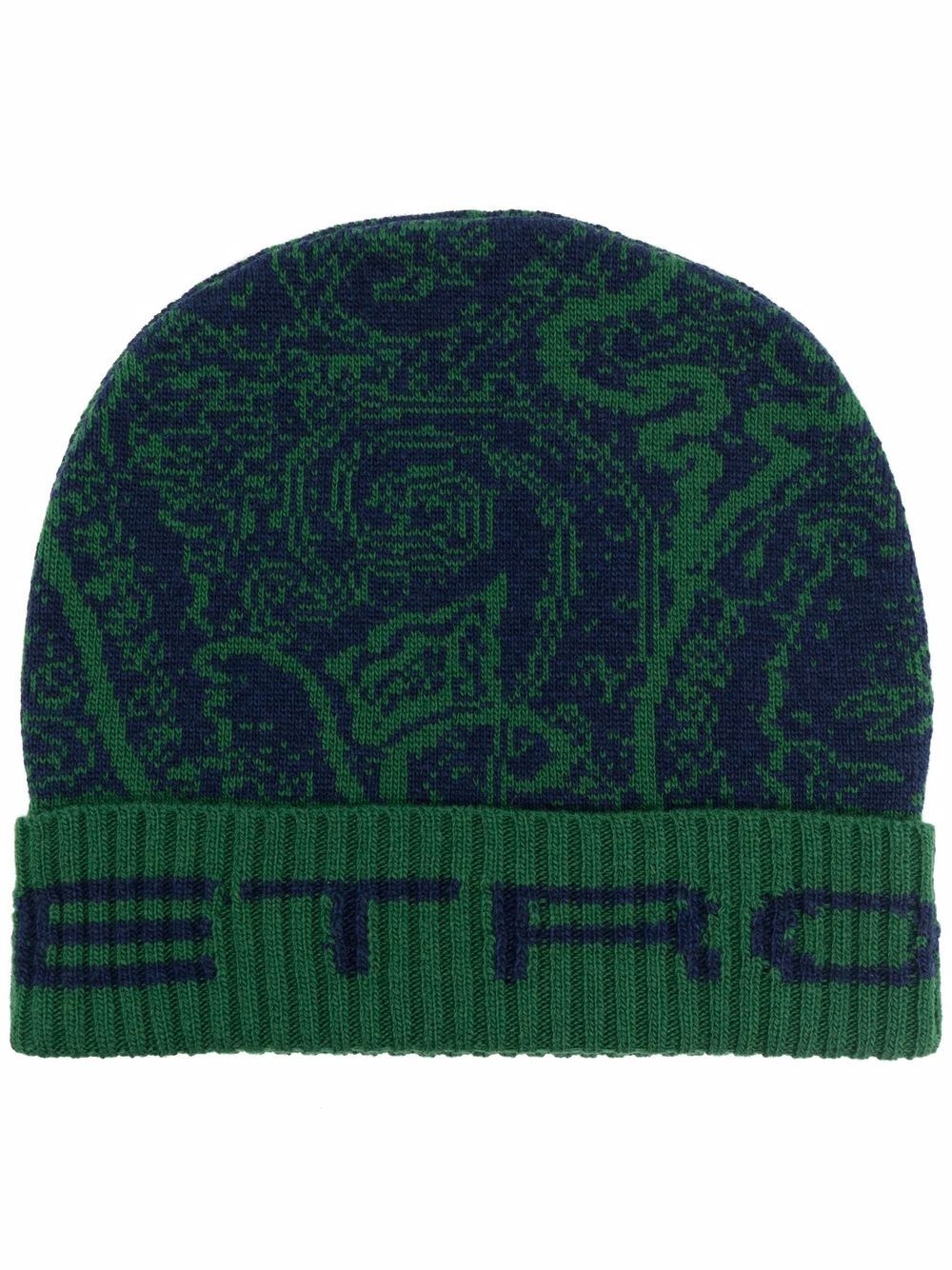 paisley-pattern wool beanie - 1