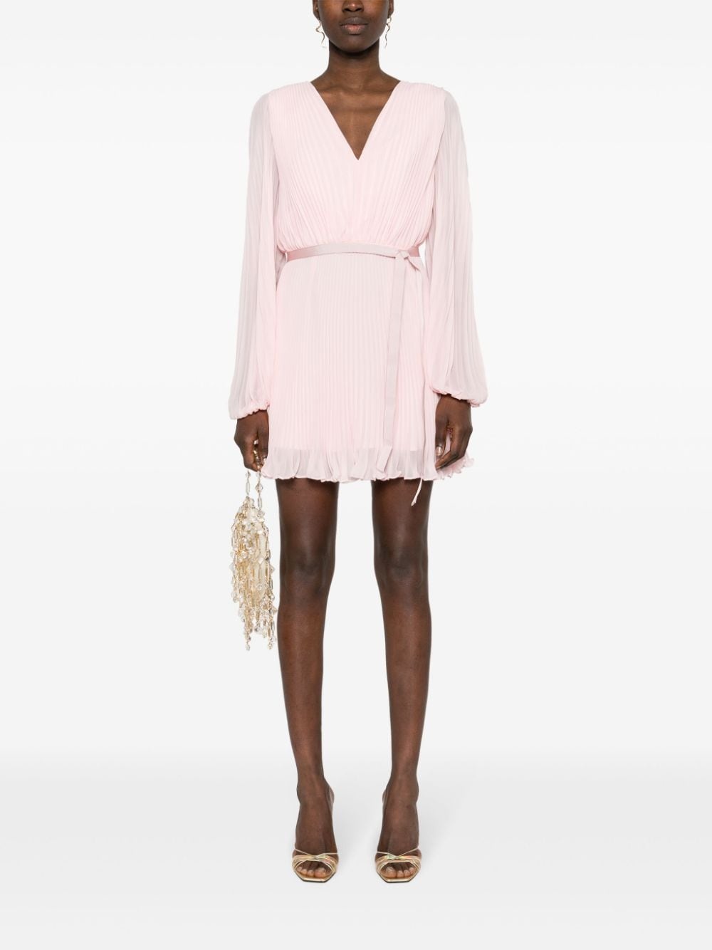 fully-pleated chiffon mini dress - 2