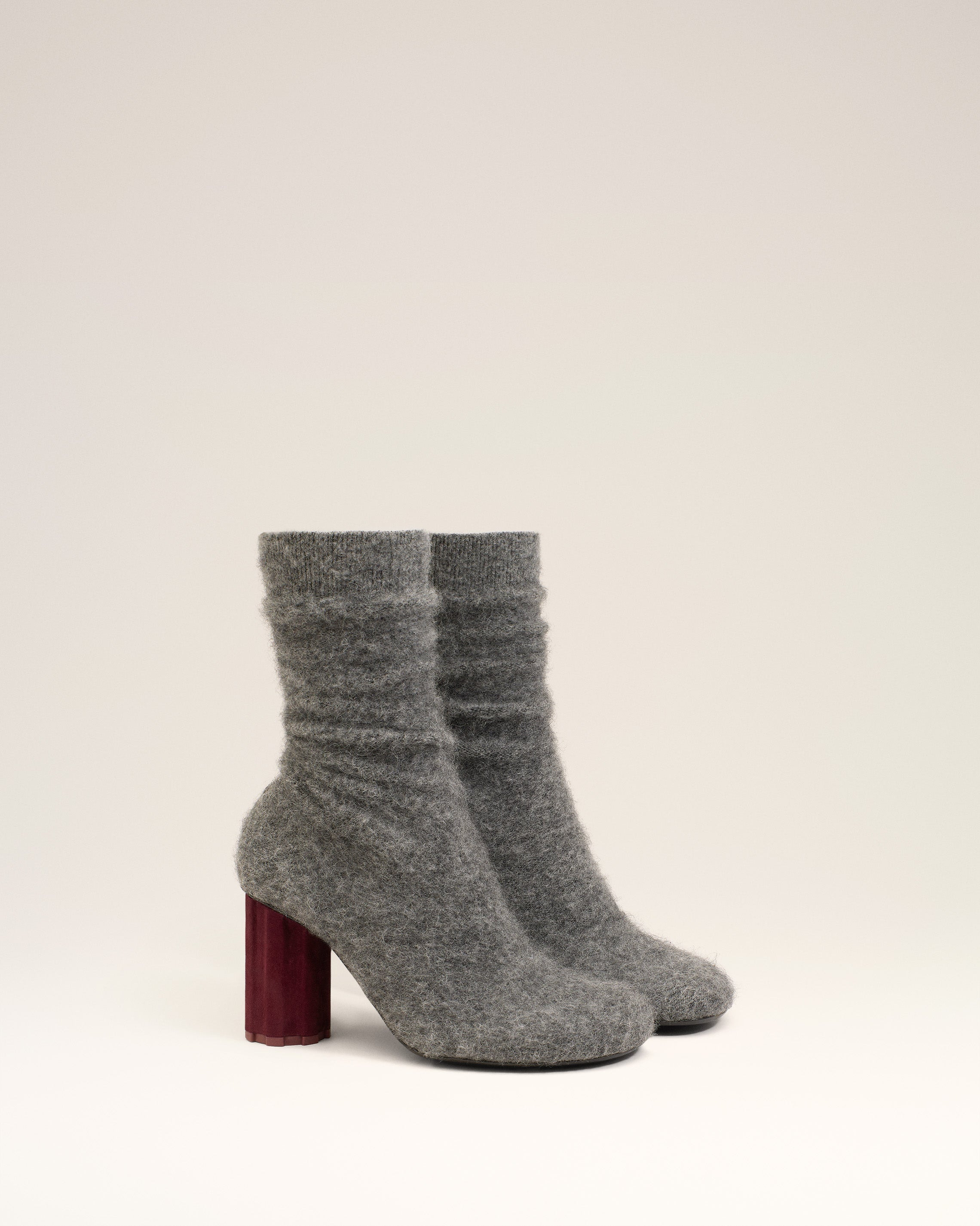 BLACK MOHAIR KNIT PIANO ANKLE BOOTS - 3