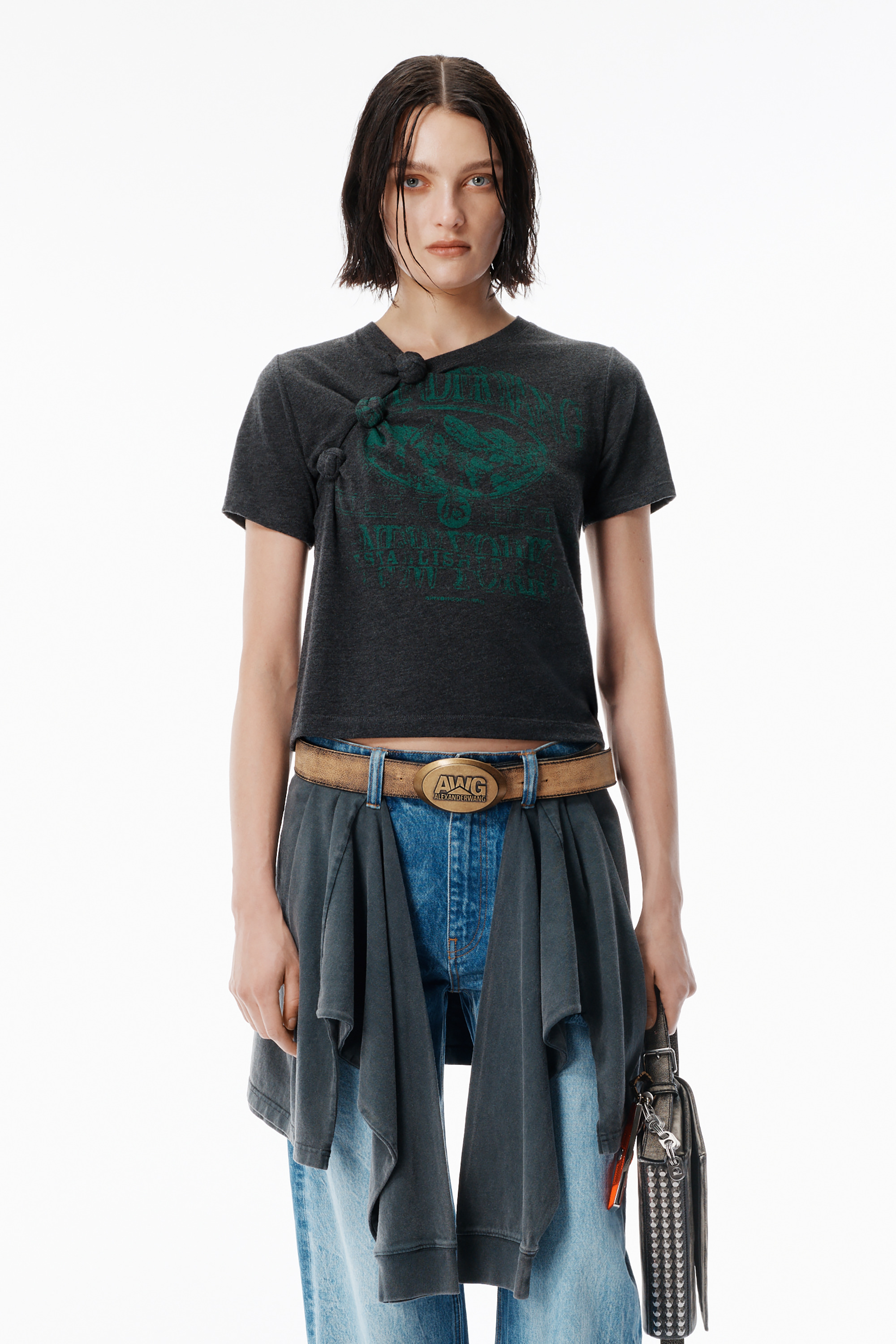Black Burnout Sheer Jersey Tee - 2