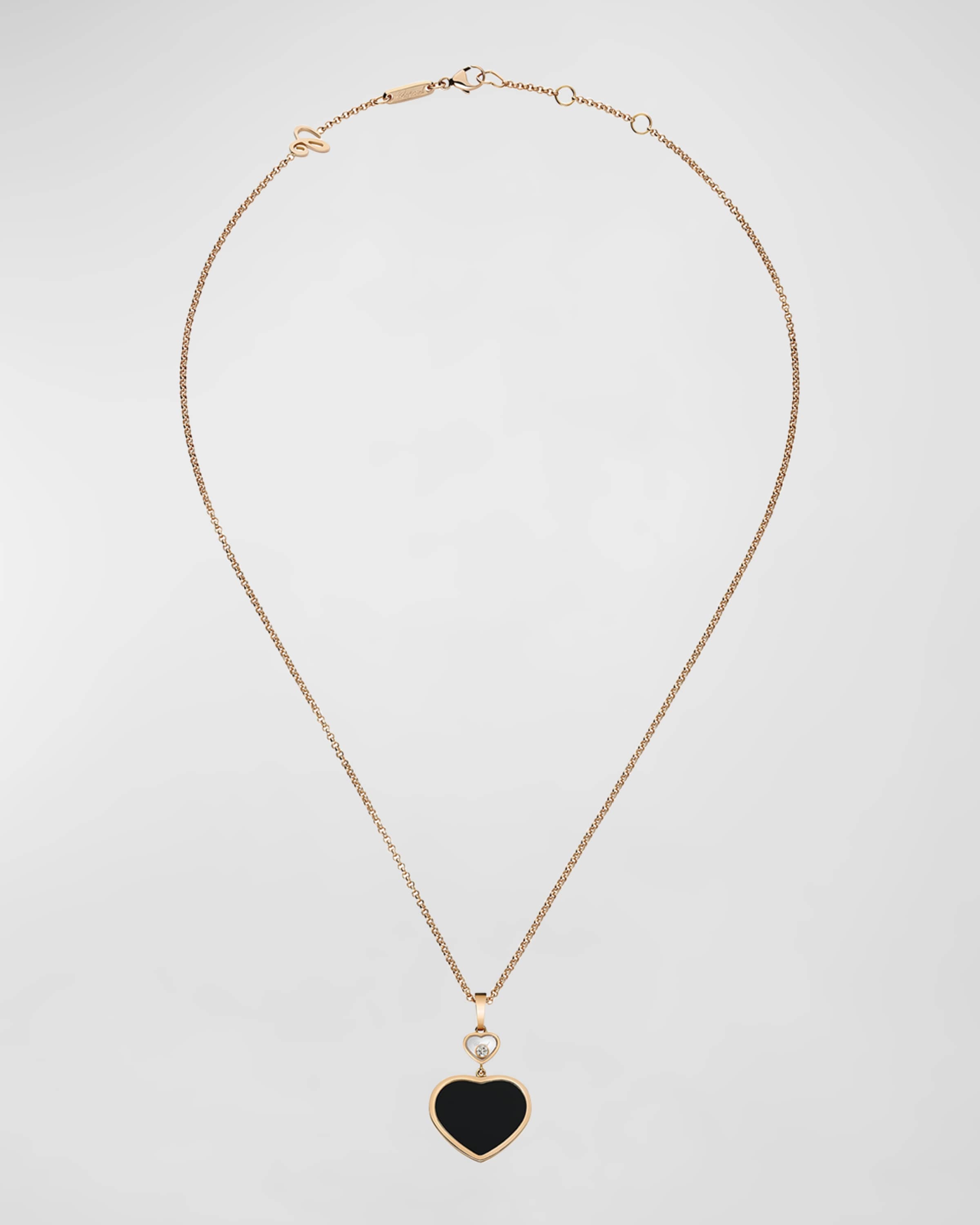 Happy Hearts 18K Rose Gold Onyx & Diamond Pendant Necklace - 1