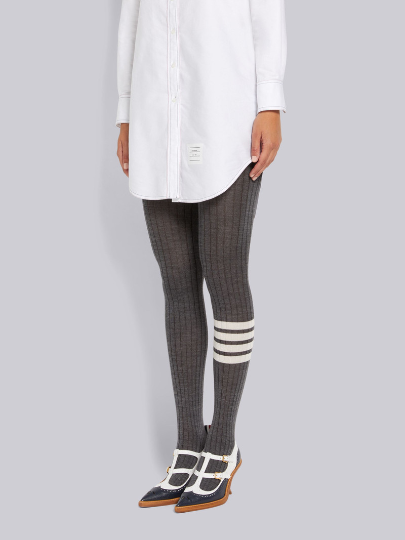 Thom Browne Medium Grey Fine Merino Wool 4-Bar Opaque Rib Tights outlook
