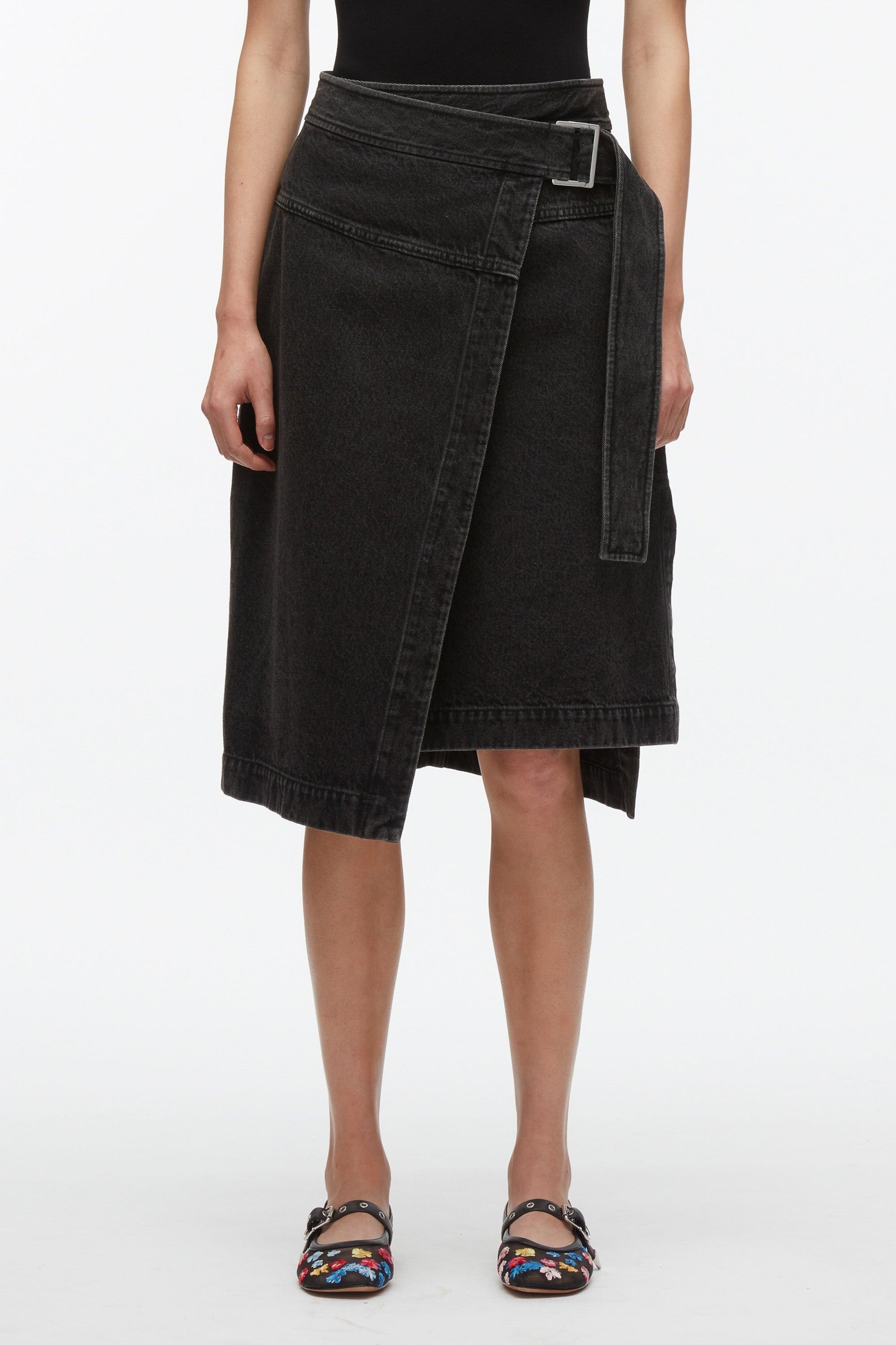 Denim Wrap Skirt - 2