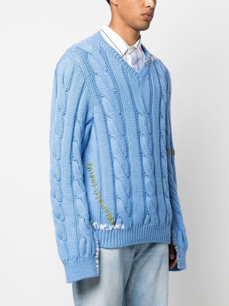 Marni logo-embroidered virgin wool jumper - Blue