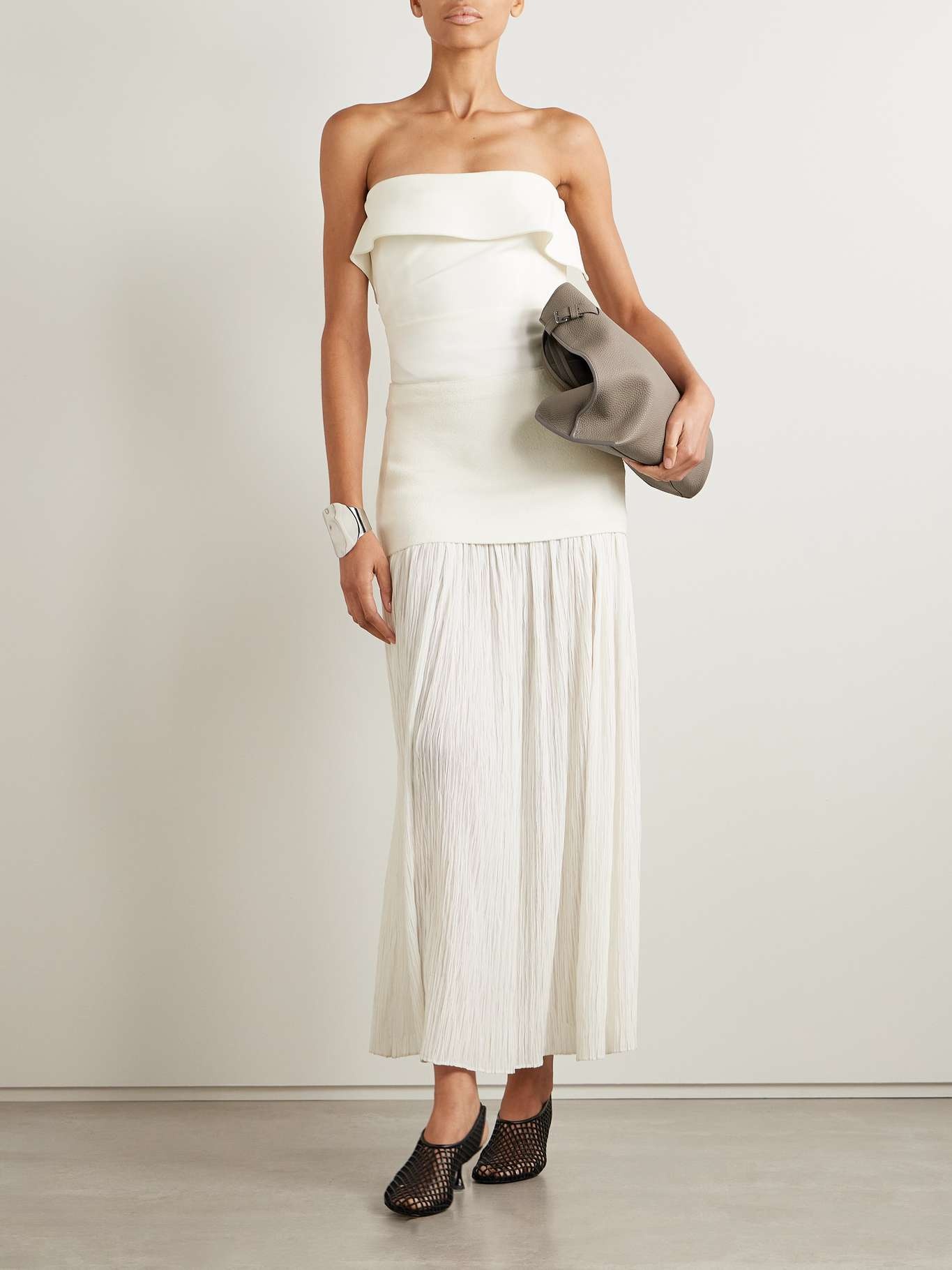 Felicity strapless layered ruched crepe top - 2