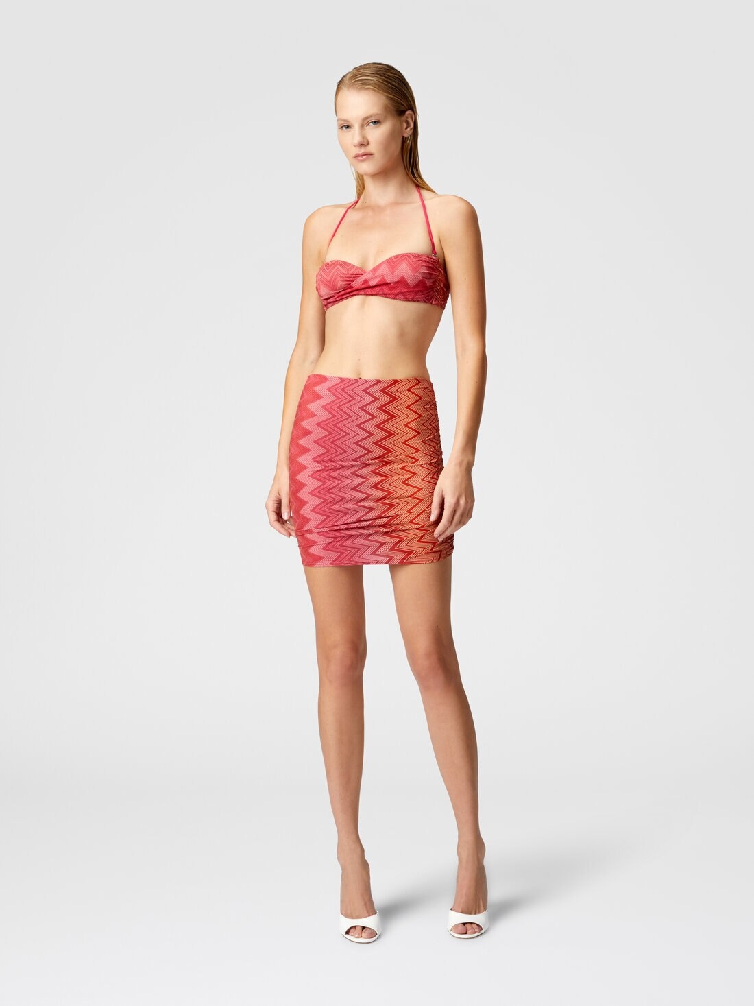 Minskirt cover-up in stretch nylon zig zag lamé - 2