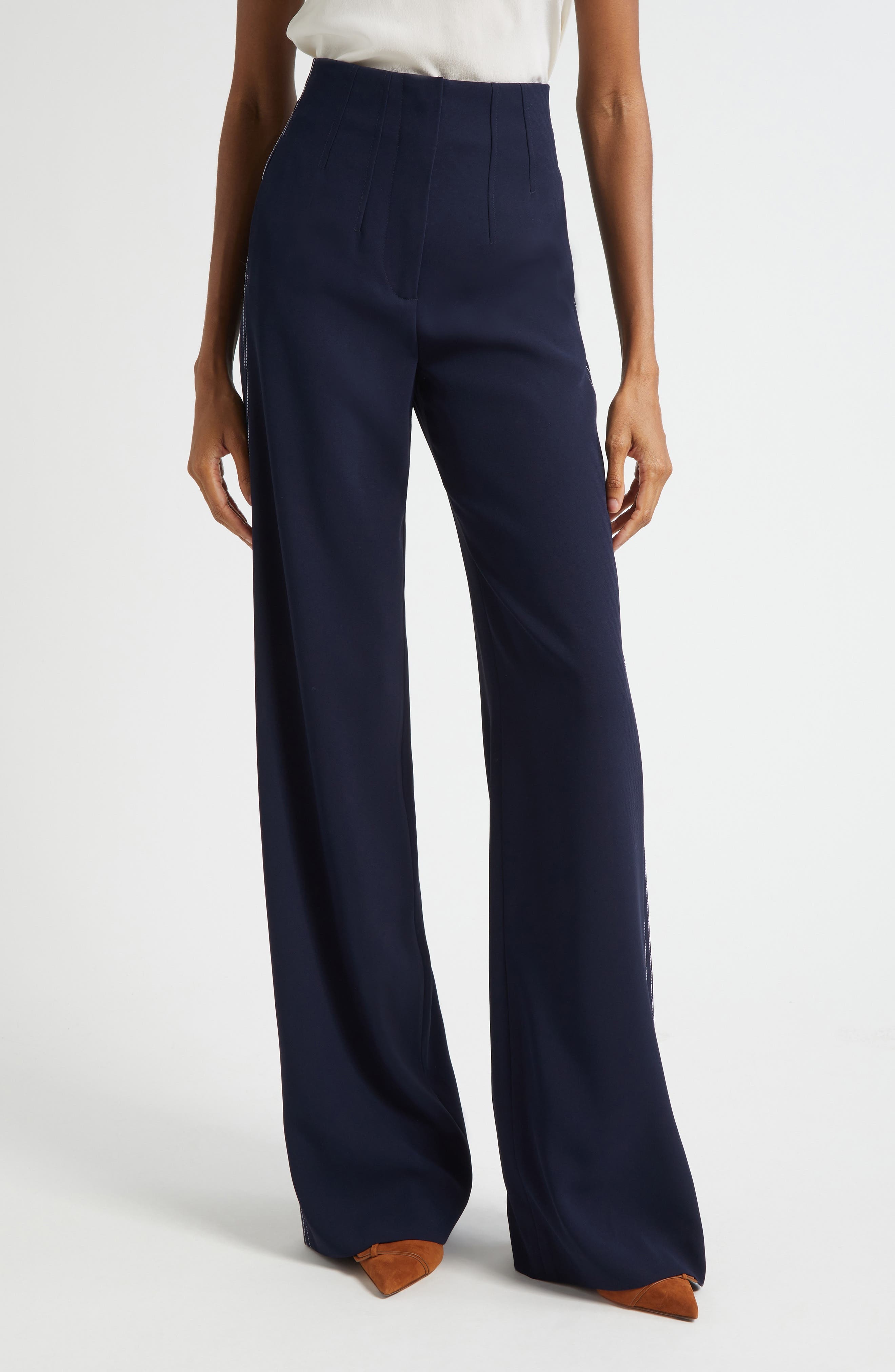 Veronica Beard Elin Clean Waist Pants in Navy at Nordstrom - 1