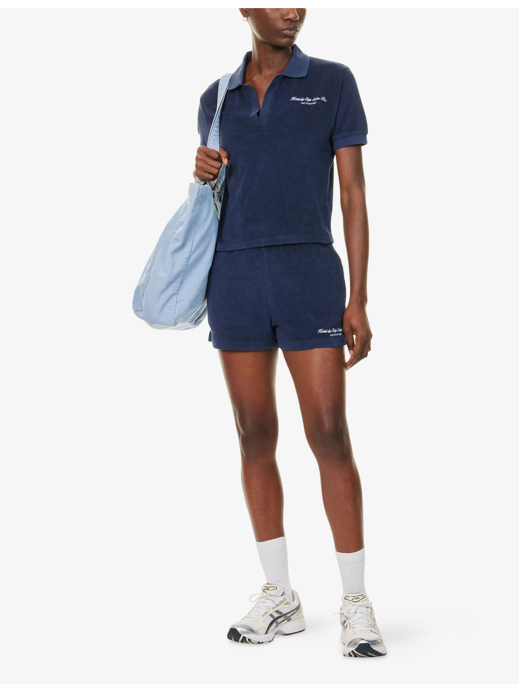 April Eden Script Terry-Cotton Polo Top - 2