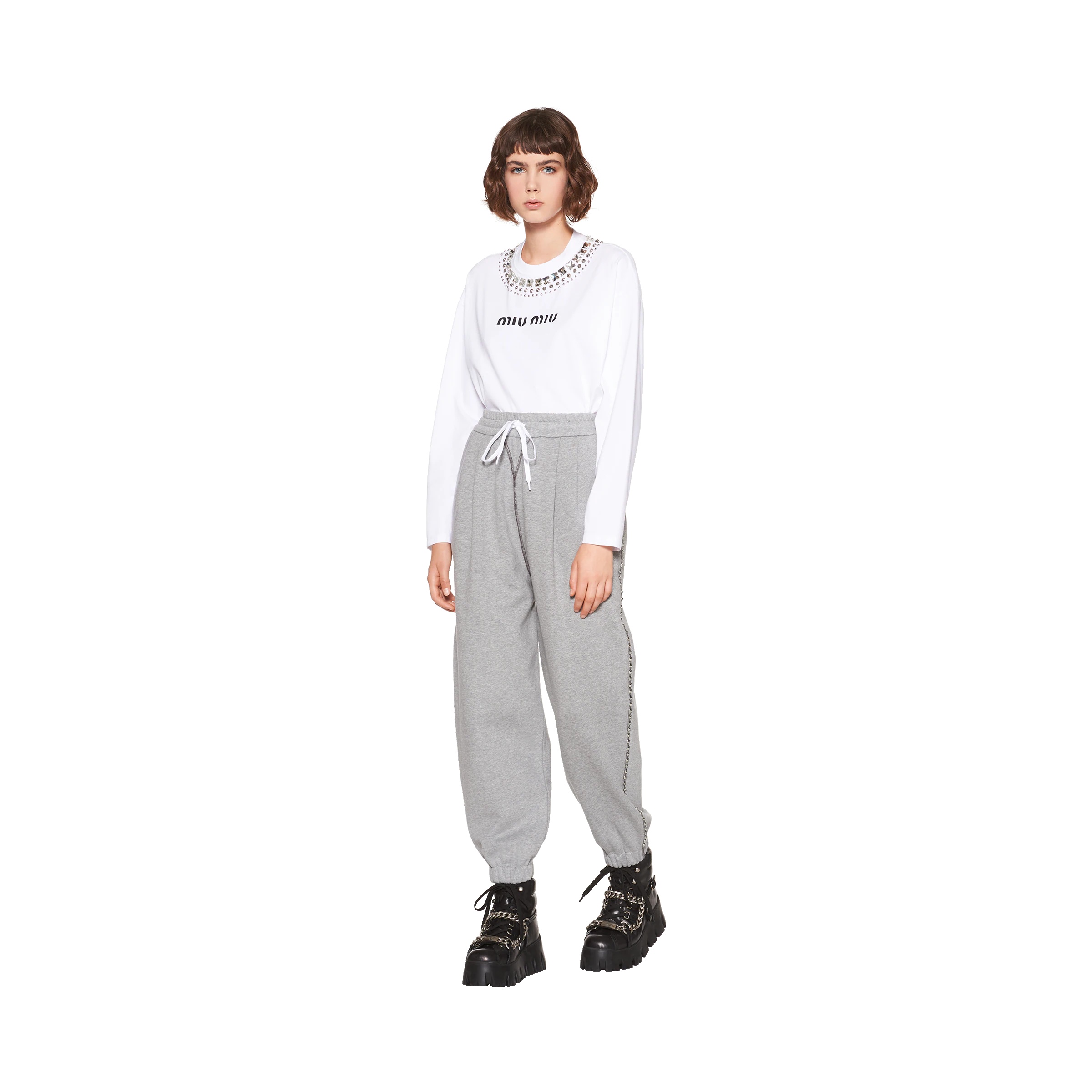 Embroidered cotton fleece joggers - 2