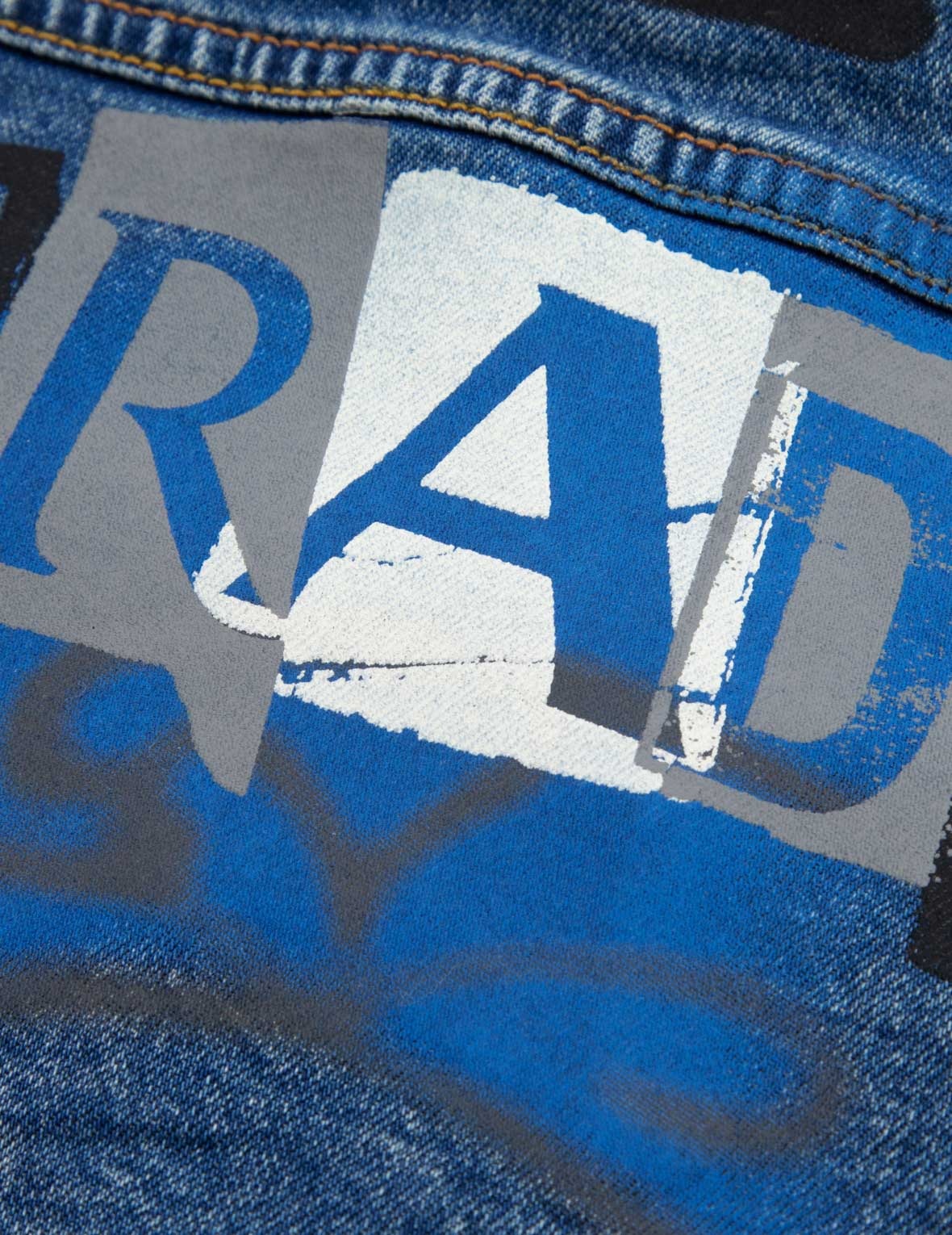 GRAFFITI PRINT LOOSE FIT HOODED DENIM JACKET - 7