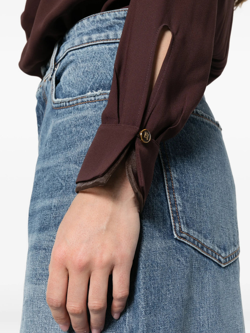 Elisabetta Franchi Draped Long-sleeve Bodysuit 5