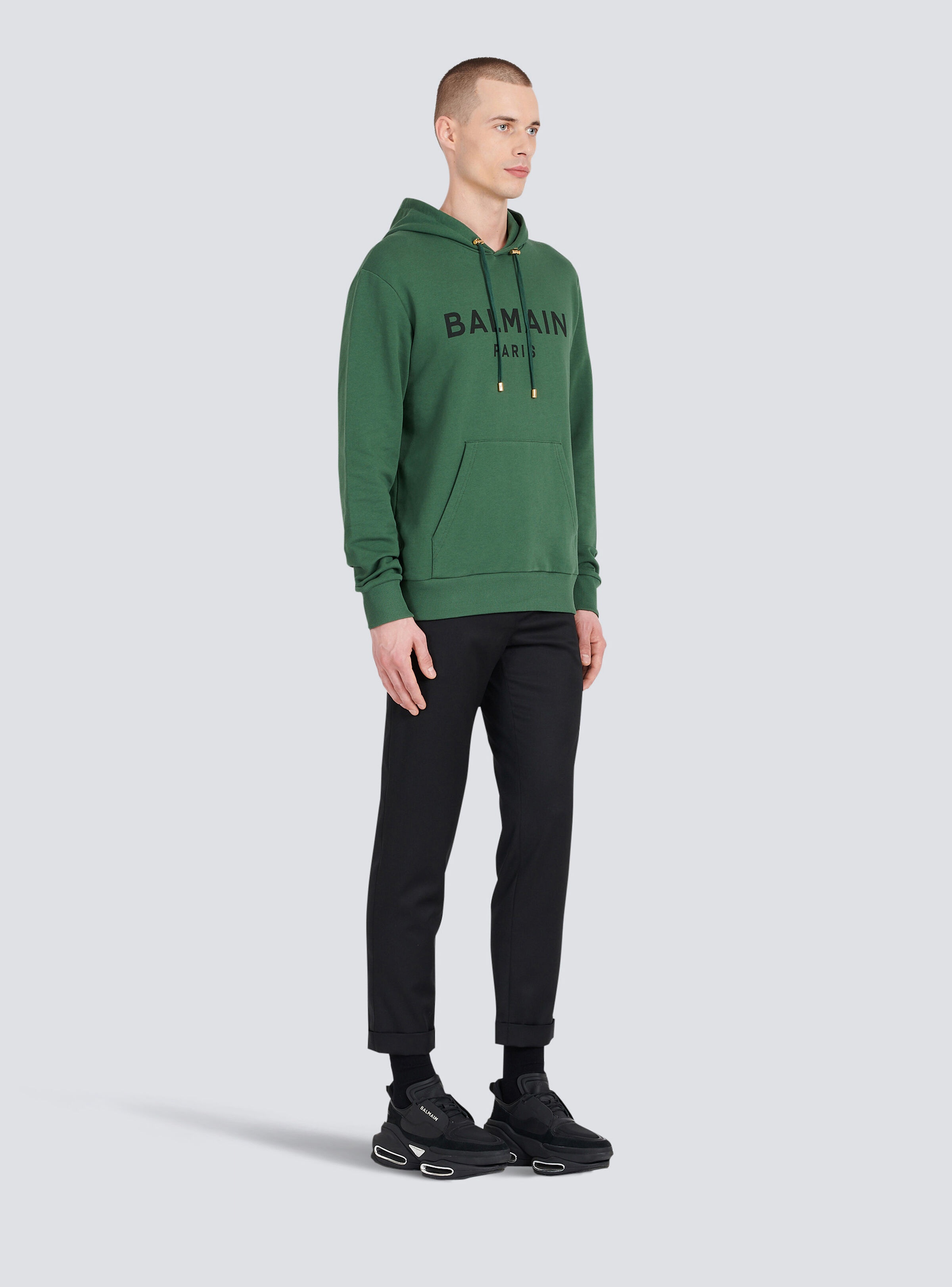 Hooded cotton sweatshirt with Balmain Paris logo print - 5