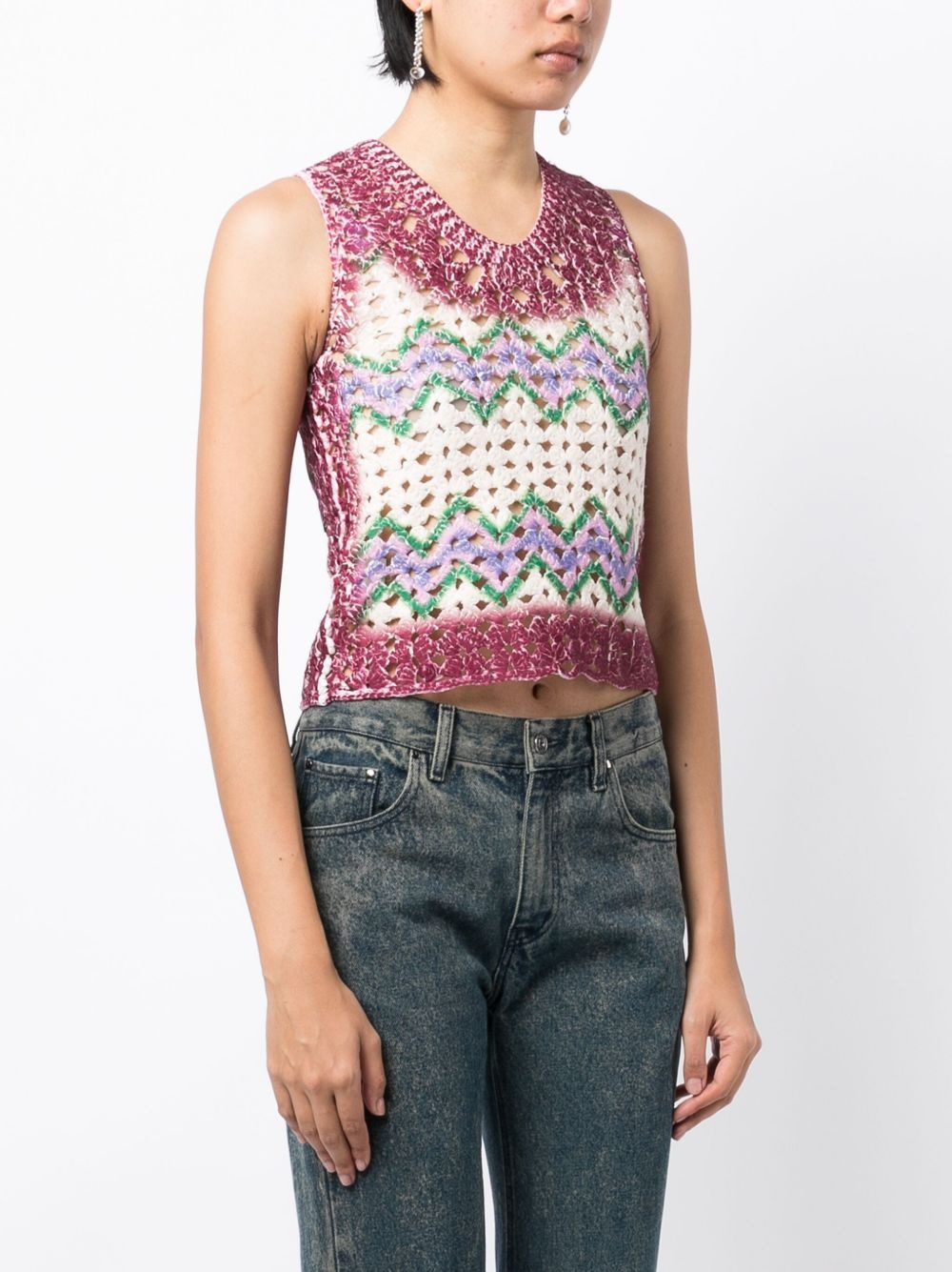 cut-out crew-neck tank top - 3