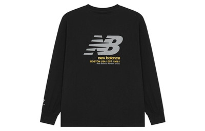 New Balance New Balance Logo Print Long Sleeve Top 'Black Yellow' AMT21370-BK outlook