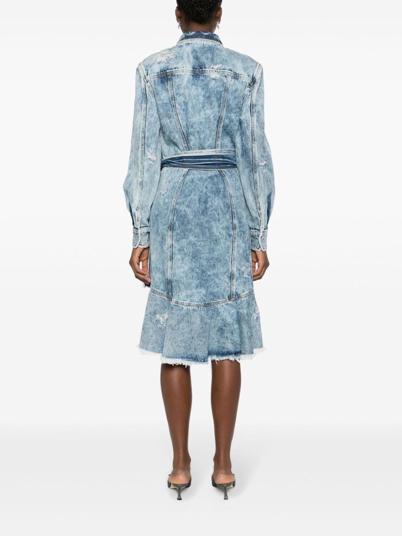 wraparound distressed-denim dress 4