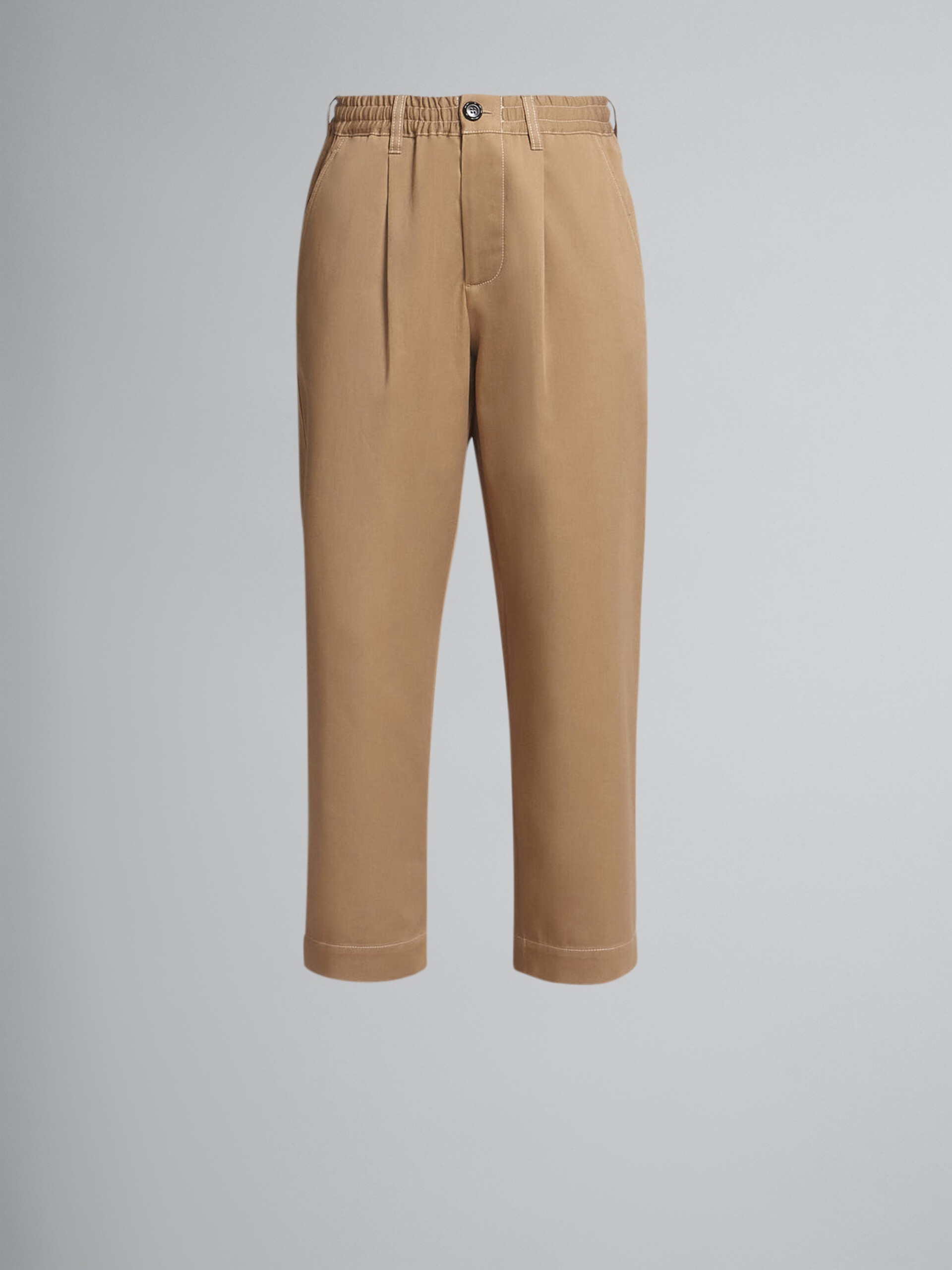 COTTON GABARDINE CROPPED PANTS - 1