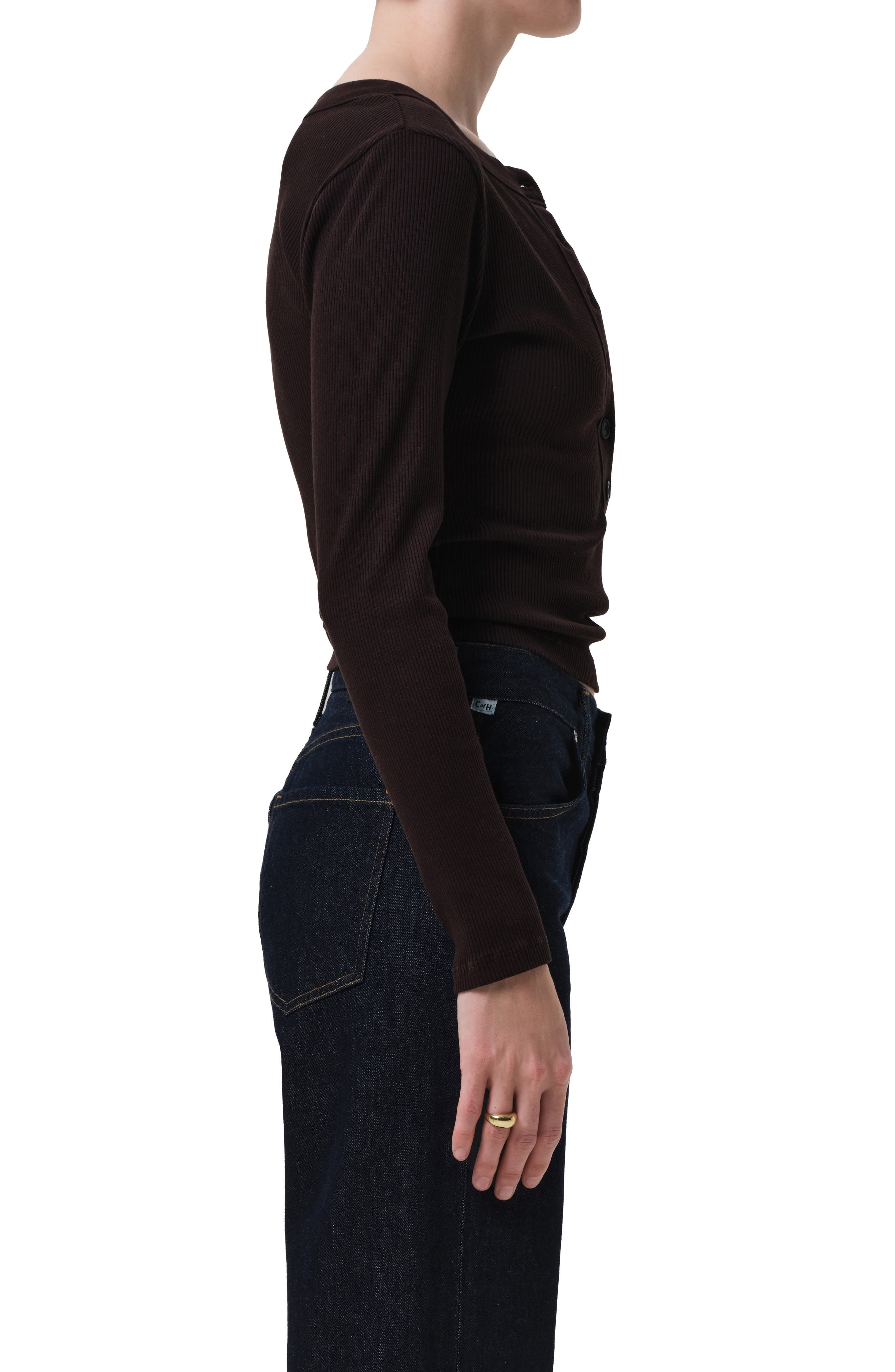 Citizens of Humanity Varra Rib Henley in Chocolate Md D at Nordstrom - 3