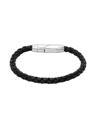 Bottega Veneta Black Braid Leather Bracelet outlook