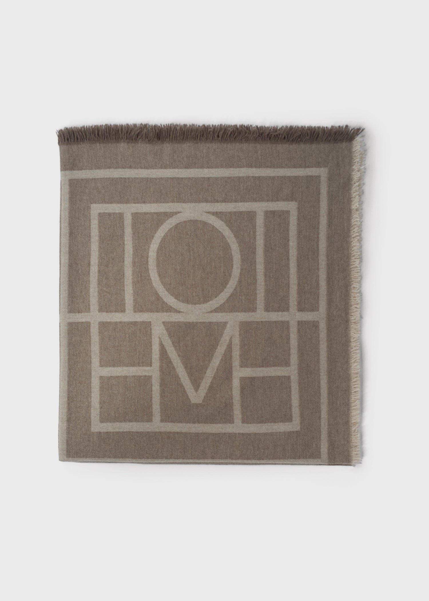 Monogram wool cashmere scarf tobacco - 5
