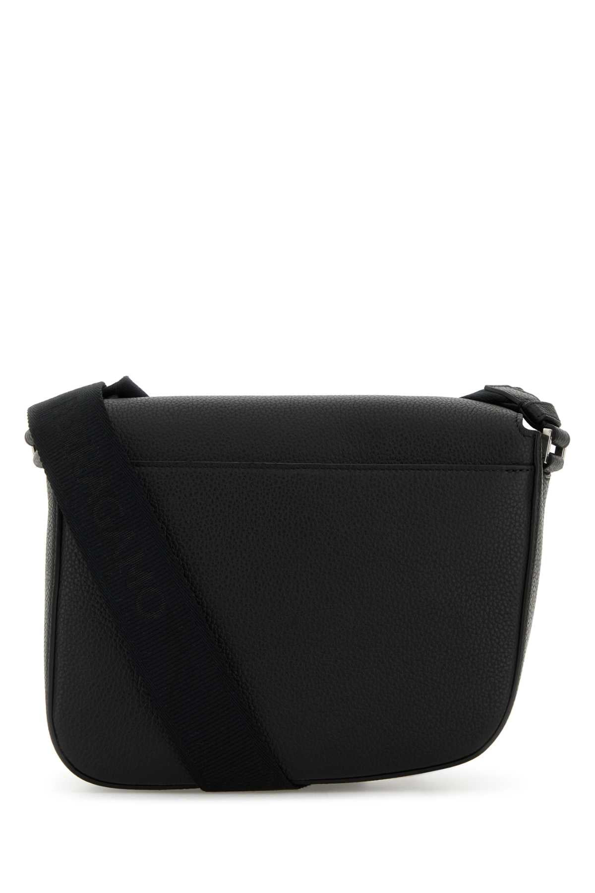 Salvatore Ferragamo Men Black Leather Fiamma Crossbody Bag - 3