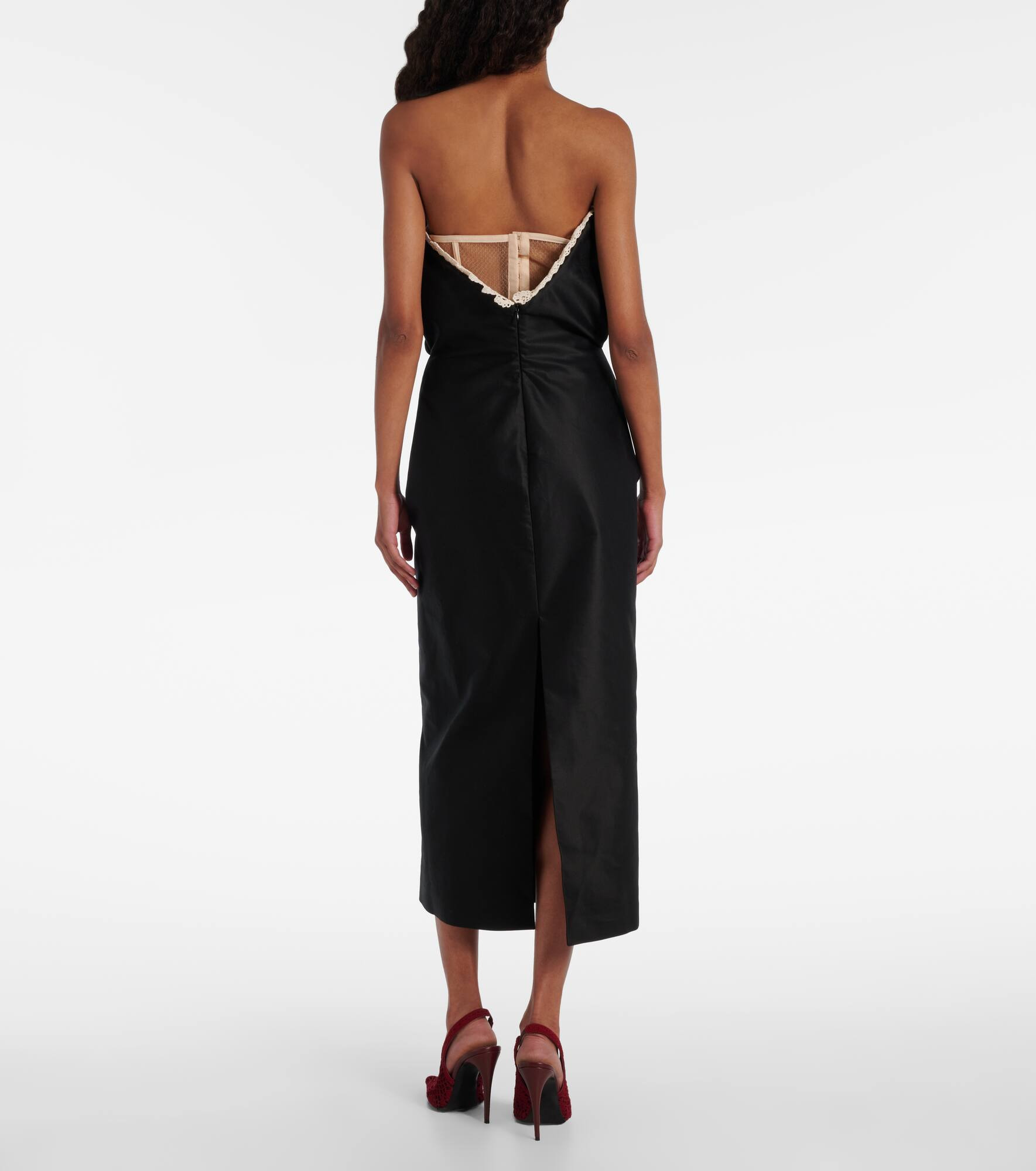 Crochet-trimmed cotton midi dress - 3