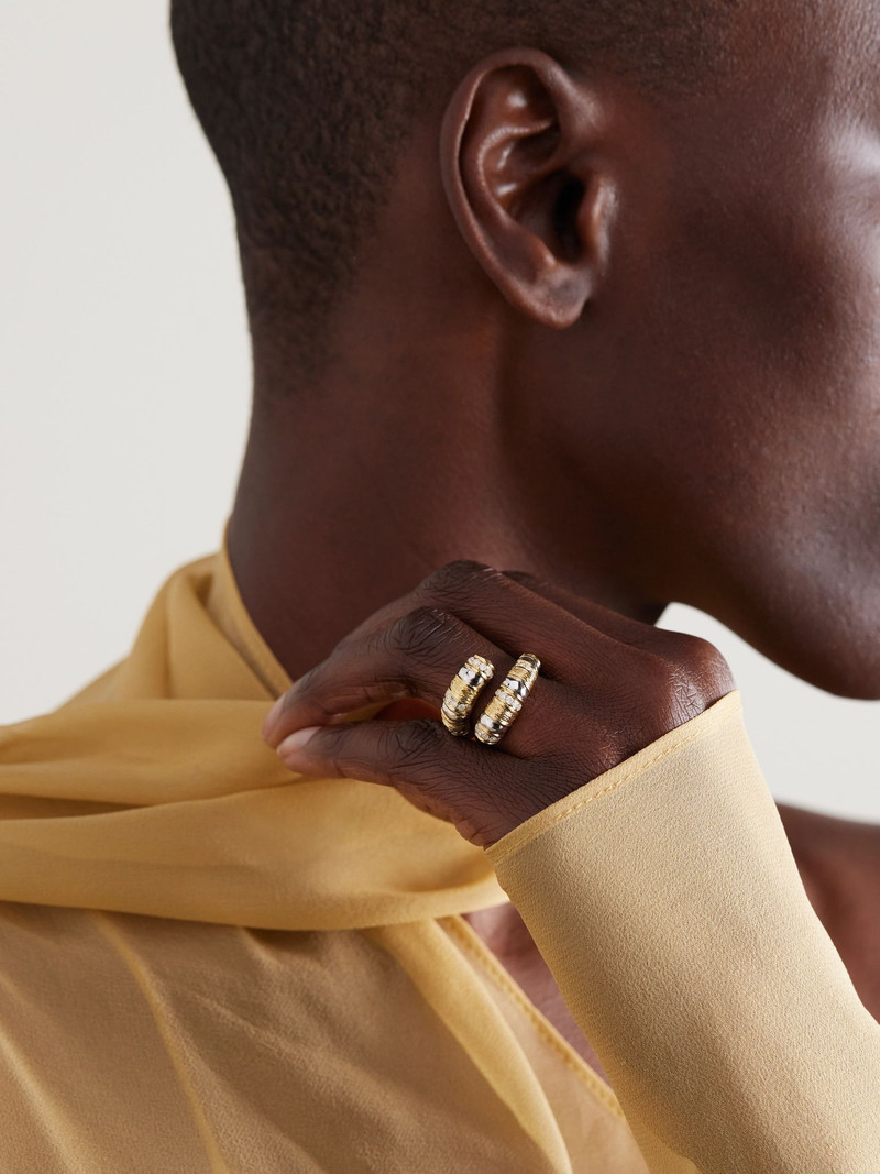 Yvonne Léon Bague Toi & Moi Gaufrette 14-karat white and yellow gold diamond ring Gold outlook
