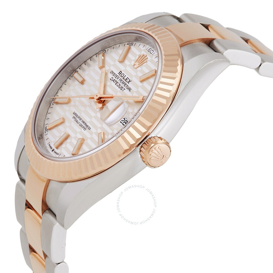 Rolex Datejust 41 Silver, Fluted Motif Dial Automatic Men's 18kt Everose Gold Oyster Watch M126331-0 - 2