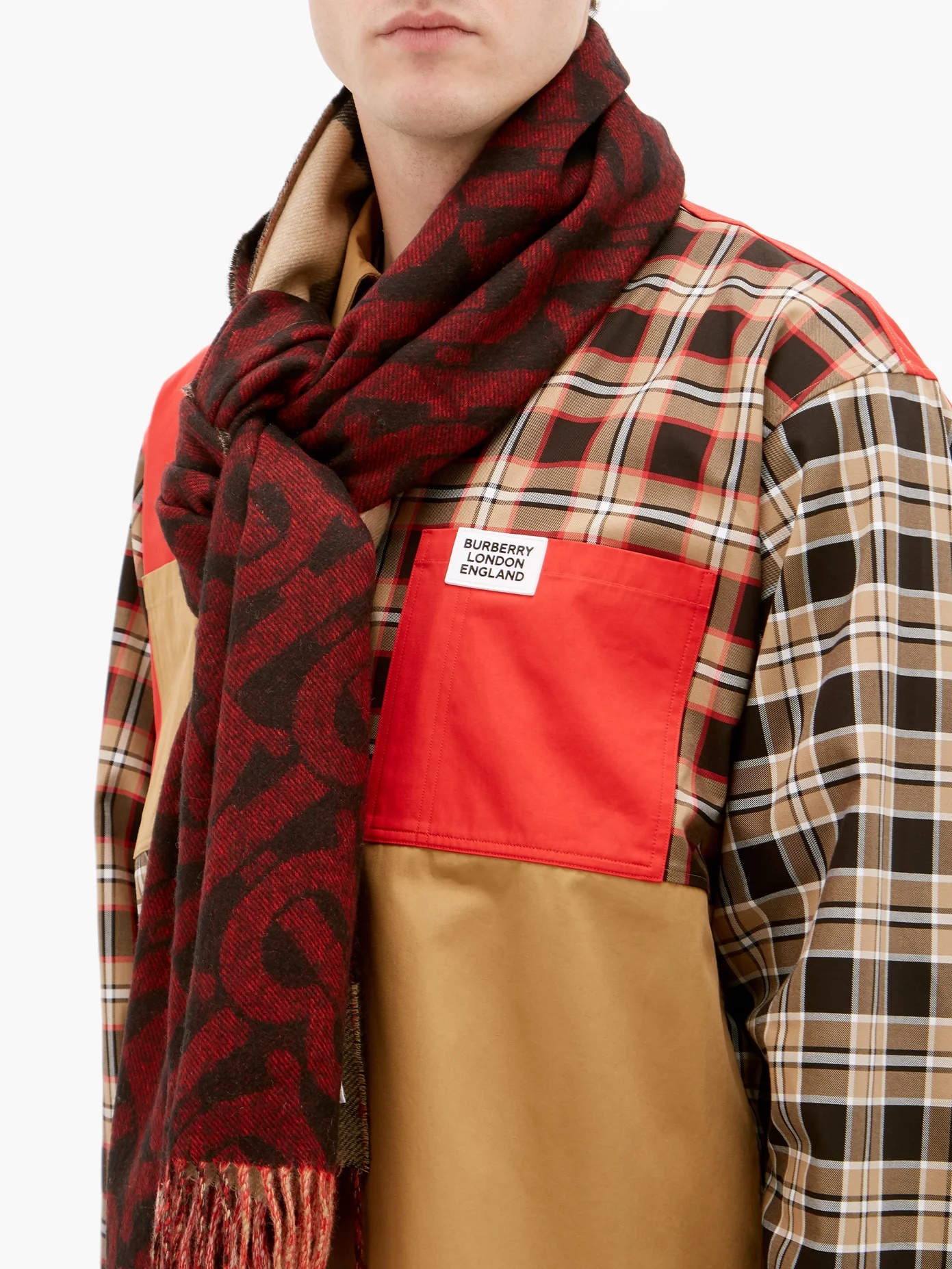 Reversible logo and House-check cashmere scarf - 3