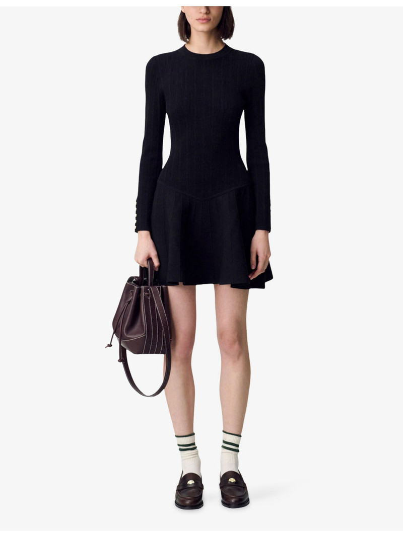 Claudie Pierlot Flared-Skirt Ribbed Knitted Mini Dress outlook