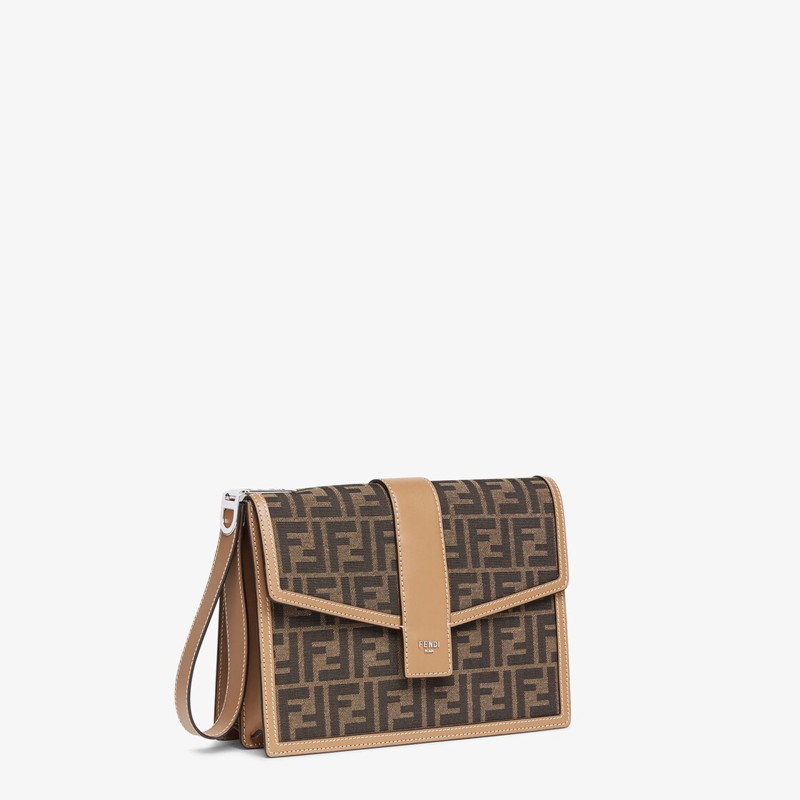 Clutch with flap and magnetic clasp. Bracelet handle with O’Lock detail. Lined interior divided into - 2