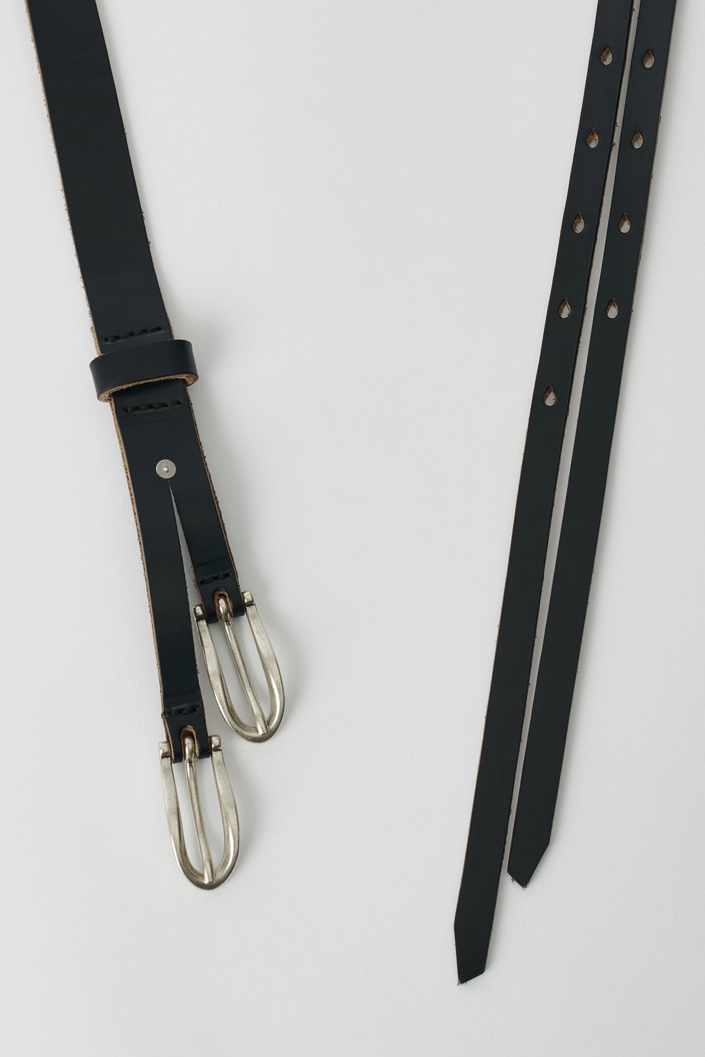 Twin Tongue Belt Black Chromexcel Leather - 2
