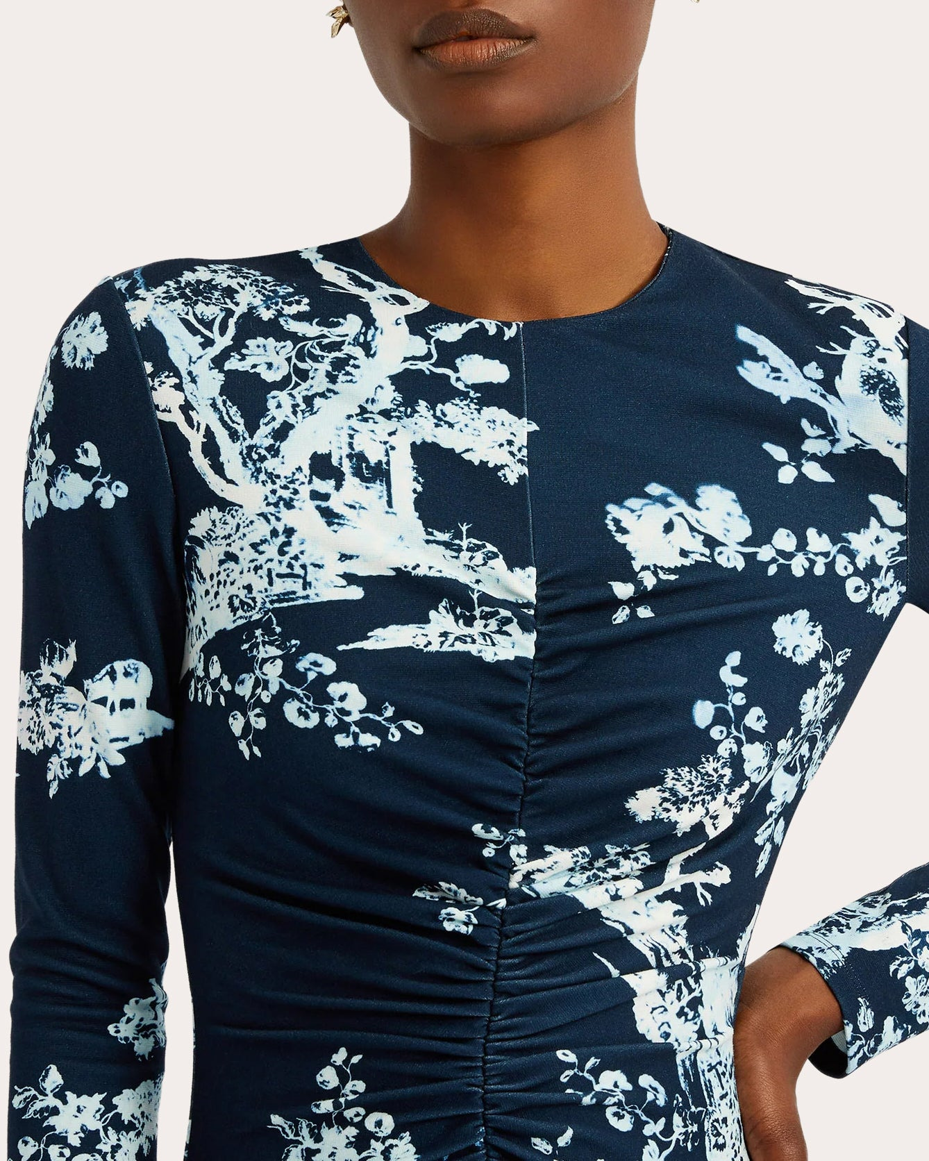 Floral-Print Gathered Jersey Midi Dress - 4