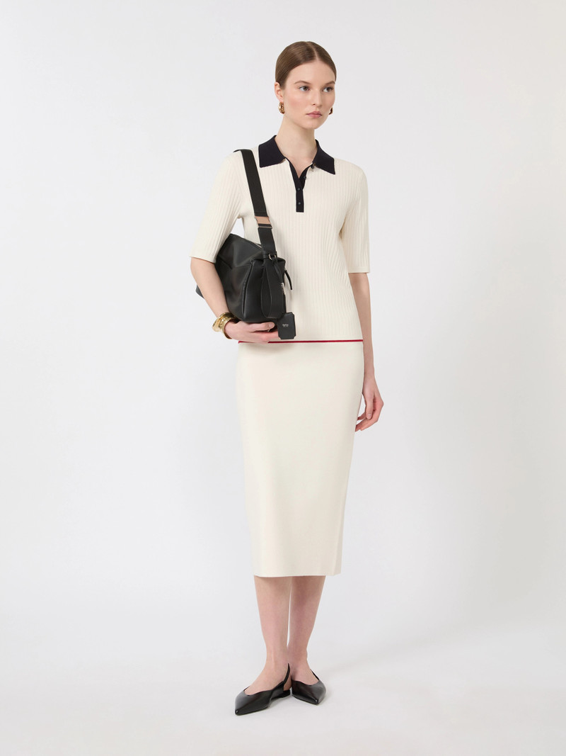 NUVOLE Stretch viscose pencil skirt - WHITE 8