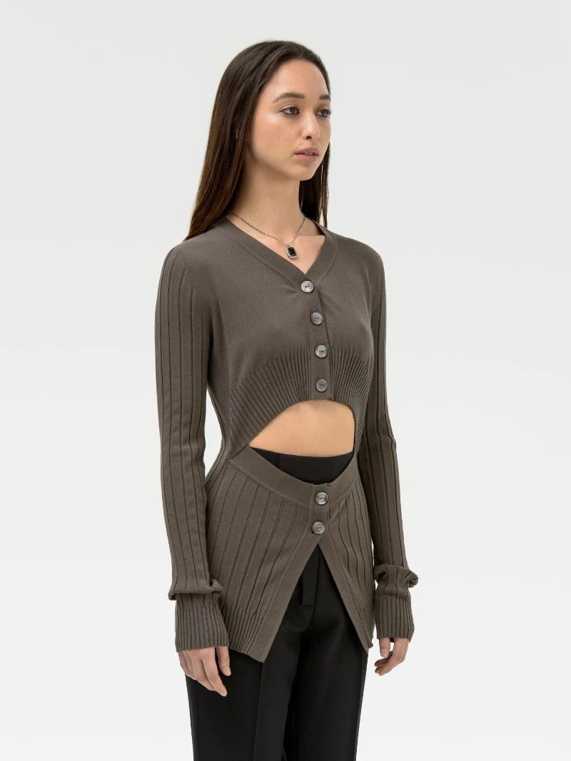CUT OUT KNIT CARDIGAN - 4