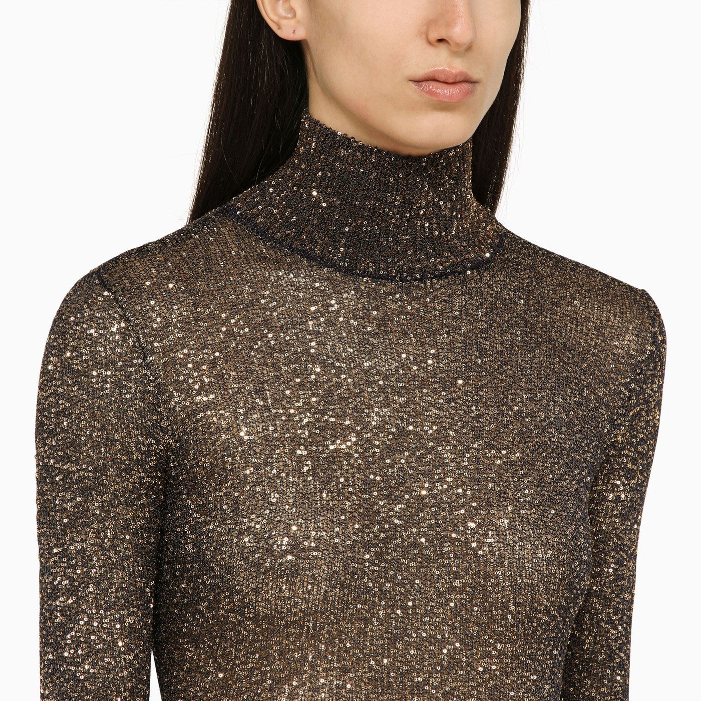 Balenciaga Brown And Gold Dress With Sequins - 4