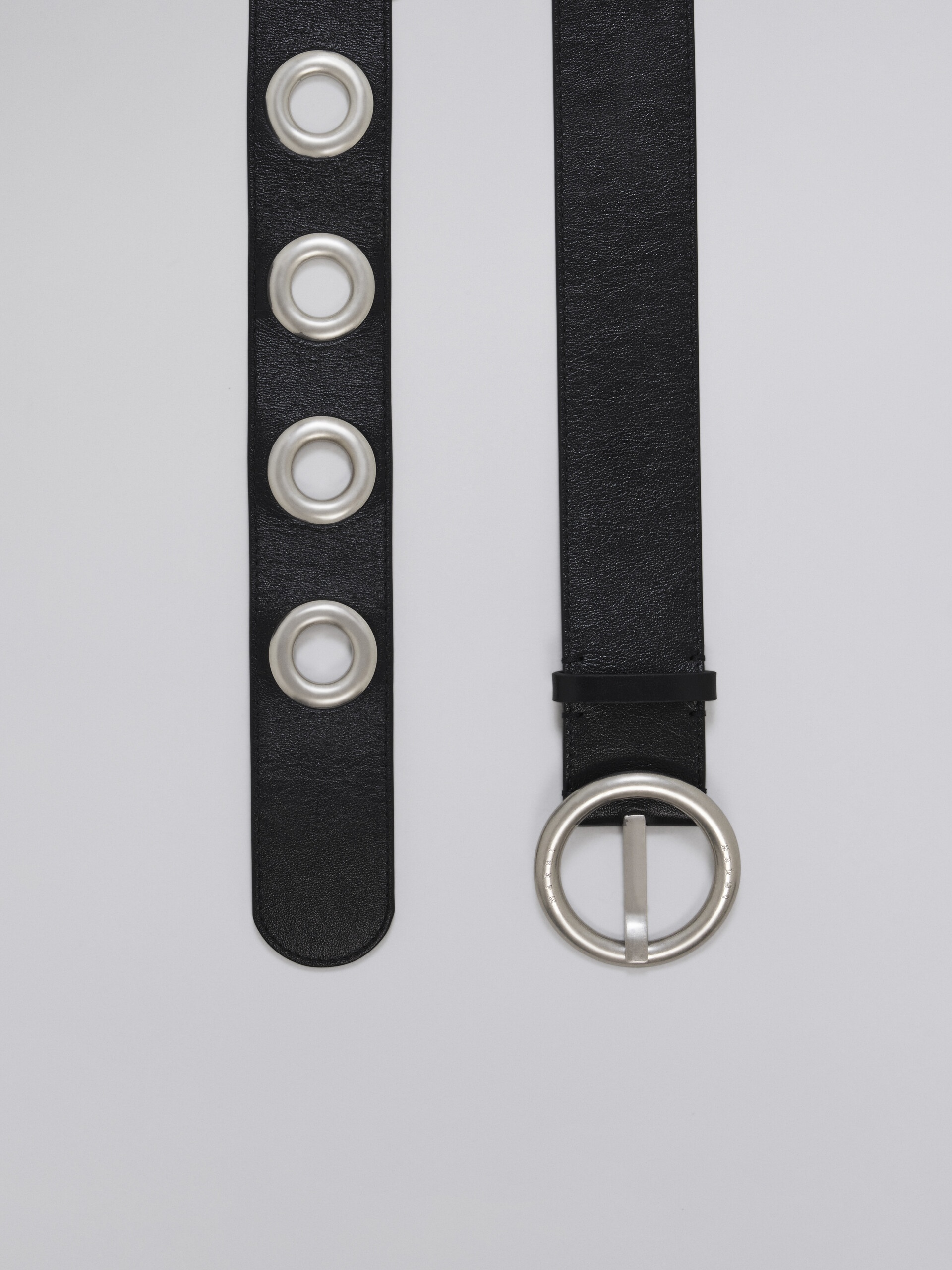 BLACK CALFSKIN BELT WITH METAL EYELETS - 3