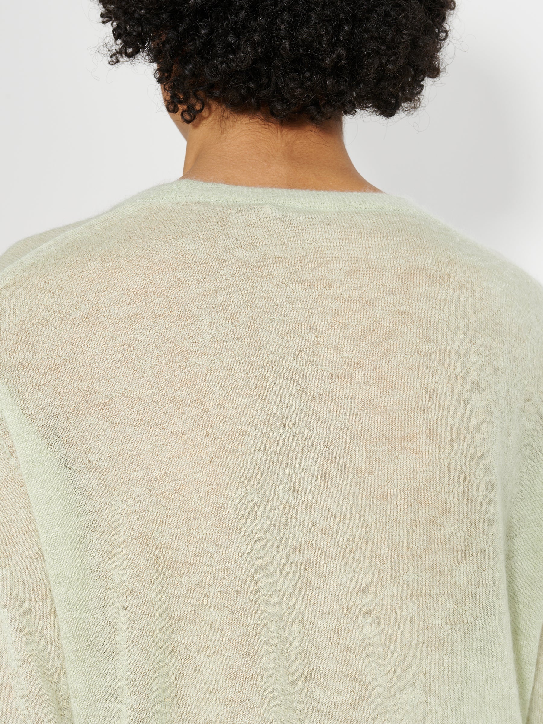 AURALEE KID MOHAIR SHEER KNIT P/O LIGHT GREEN - 6