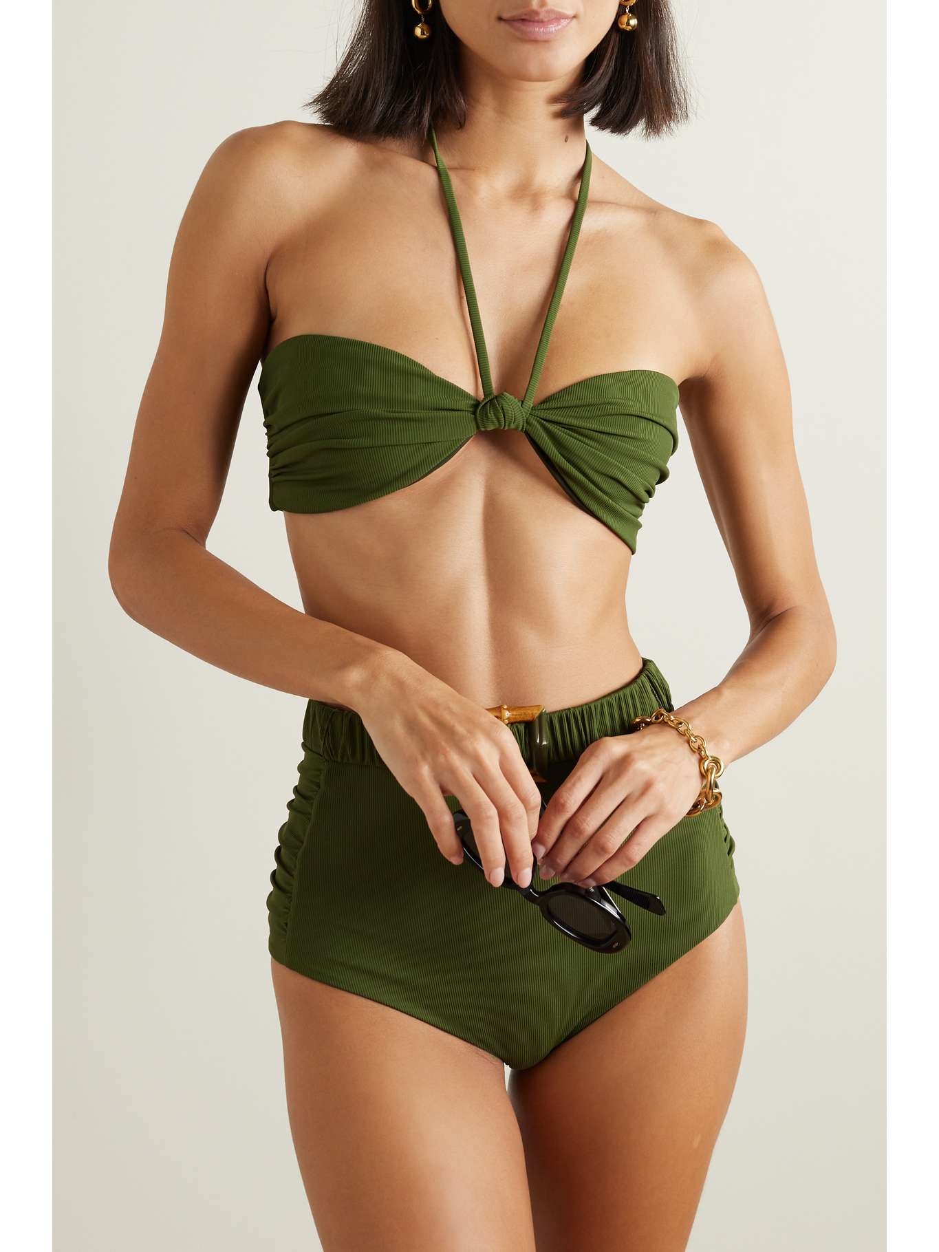 + NET SUSTAIN Orinka belted ribbed bikini briefs - 2