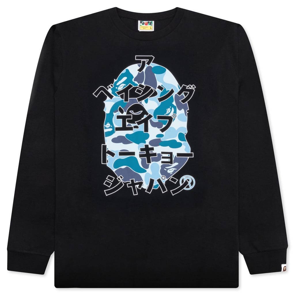 ABC CAMO JAPANESE LETTERS L/S TEE - BLACK/BLUE - 1