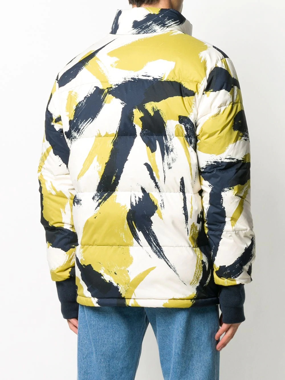 brush stroke print padded jacket - 4