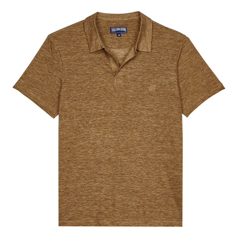 Men Linen Jersey Polo Shirt Solid 1