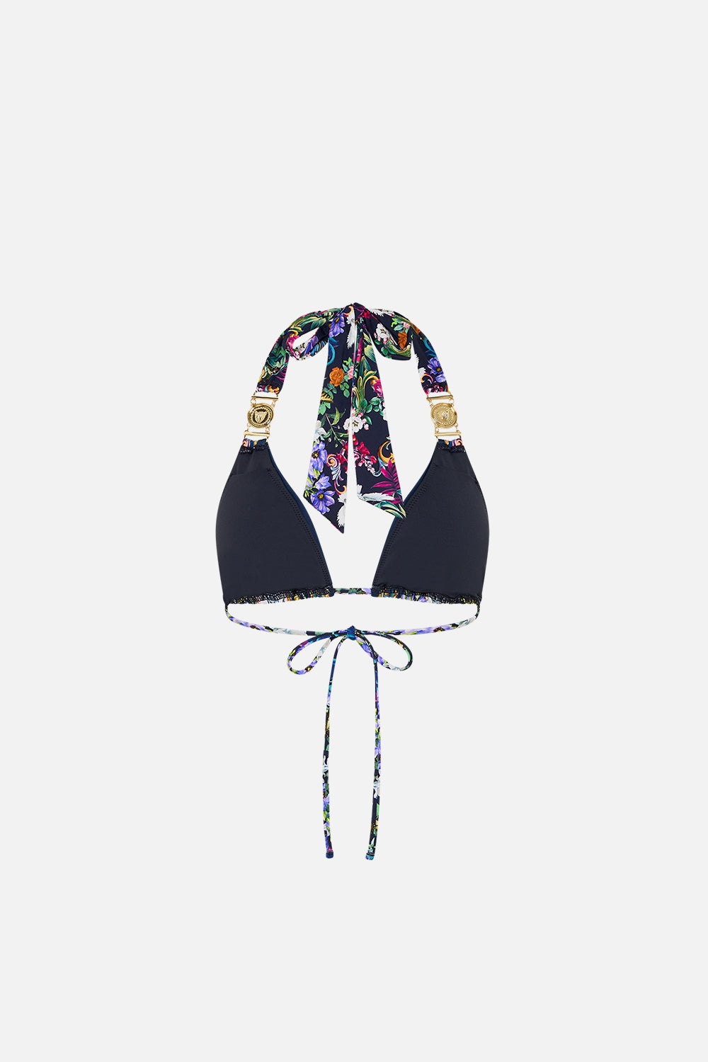 STRAP TRIM BIKINI TOP WITH THICK NECK TIE - 6