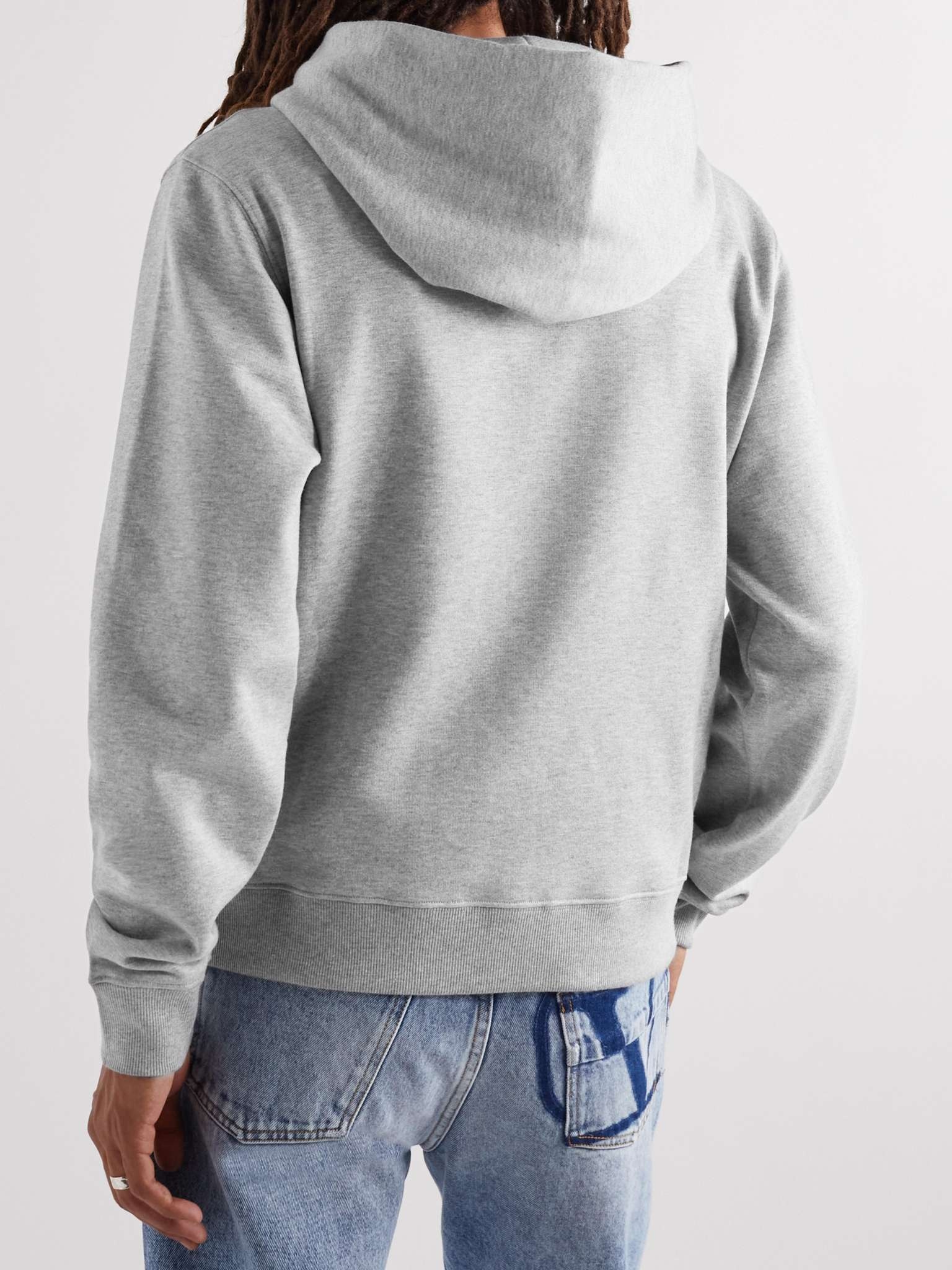 Logo-Appliquéd Bouclé-Trimmed Cotton-Blend Jersey Hoodie - 4