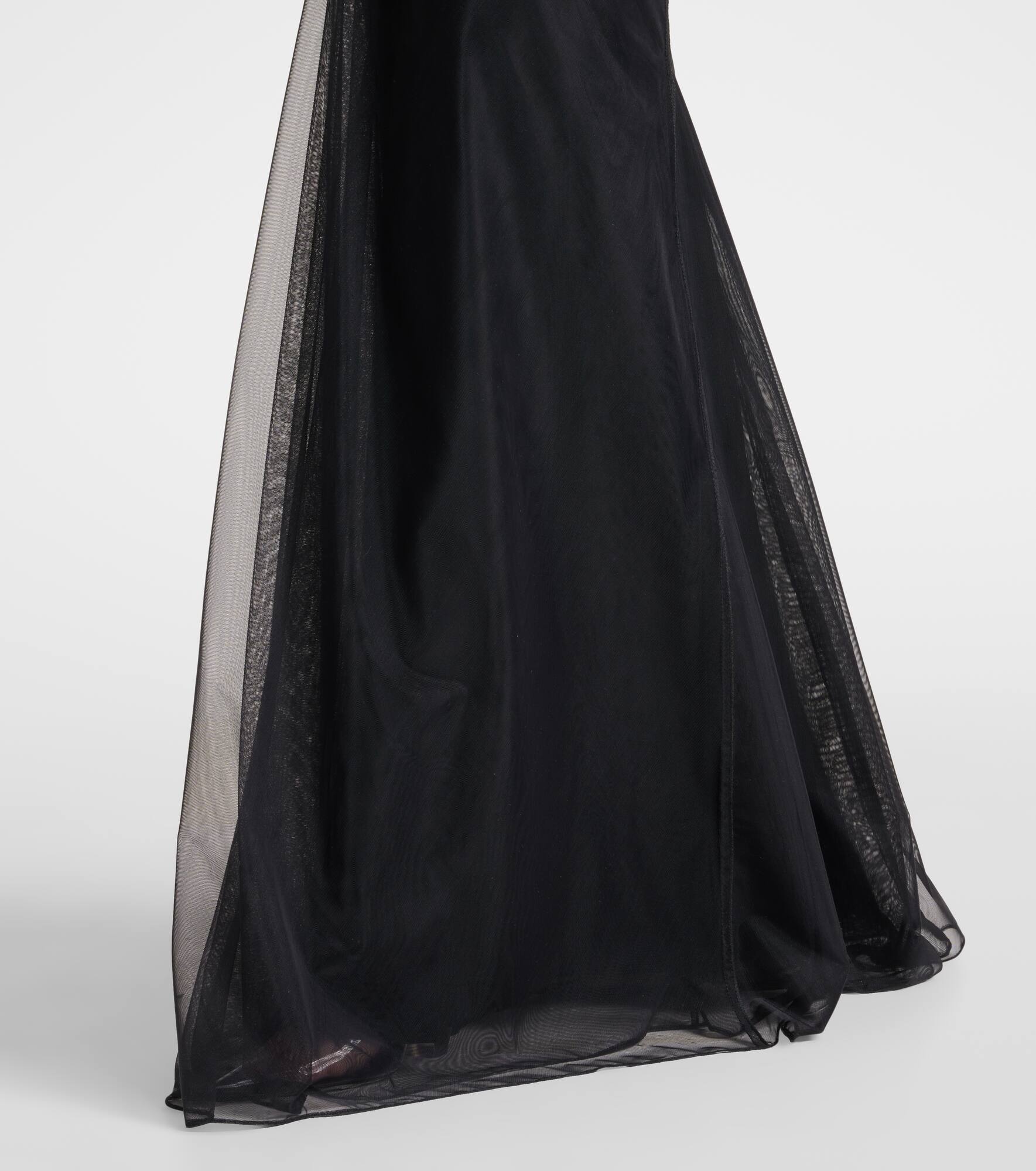 Bella gathered open back organza gown - 5