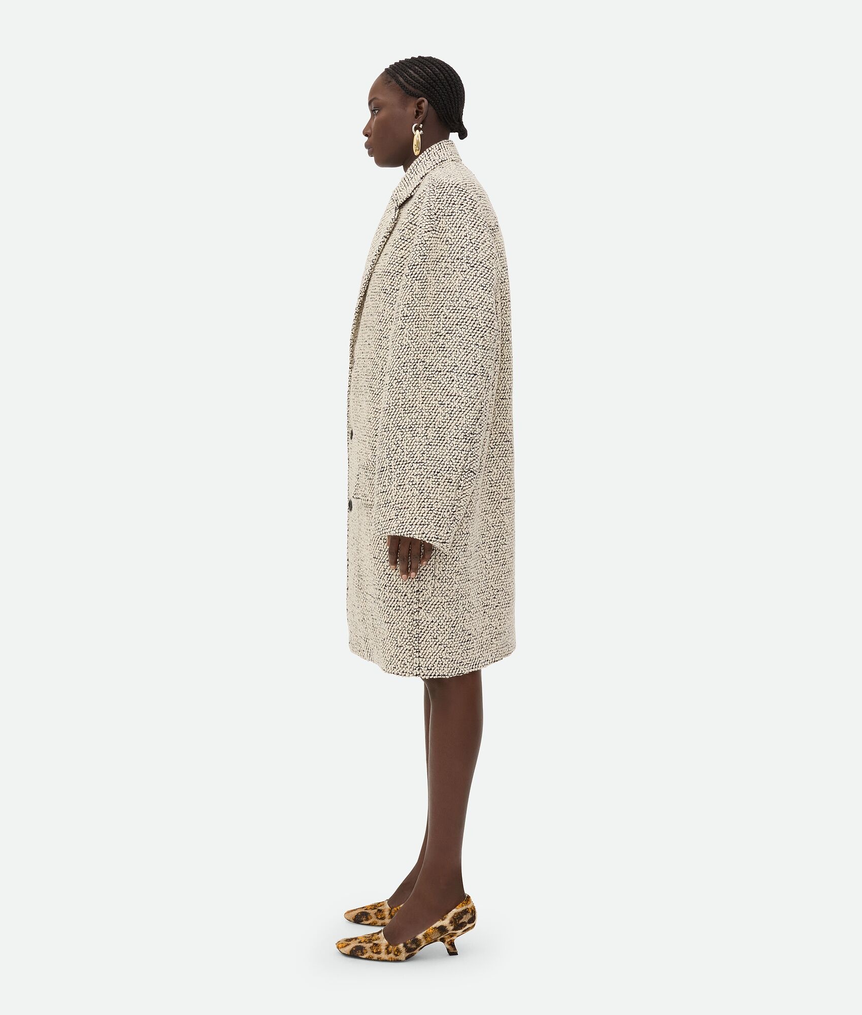 Bi-Color Wool Boucle Coat - 3