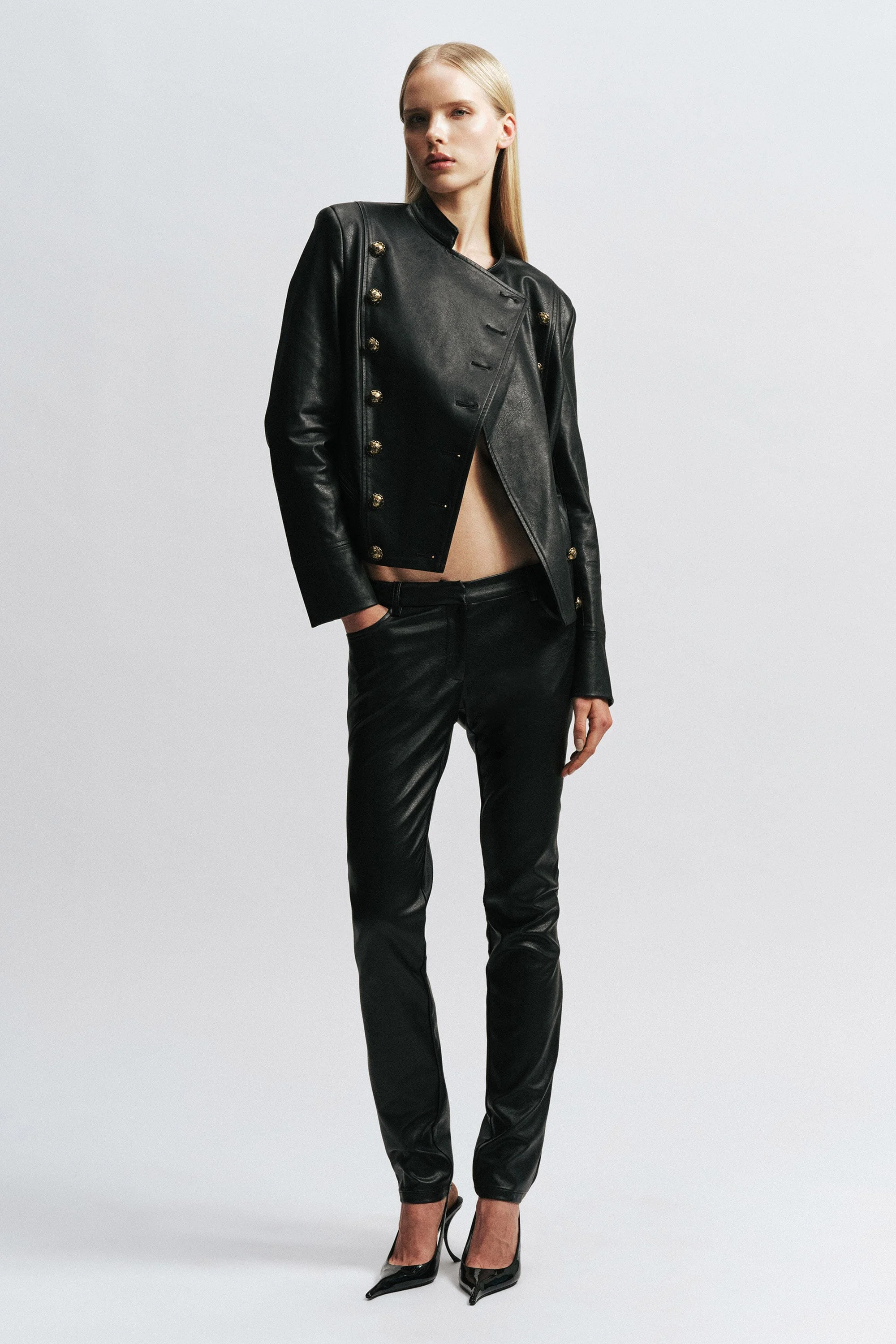 Jollie Vegan Leather Pant In Black - 1